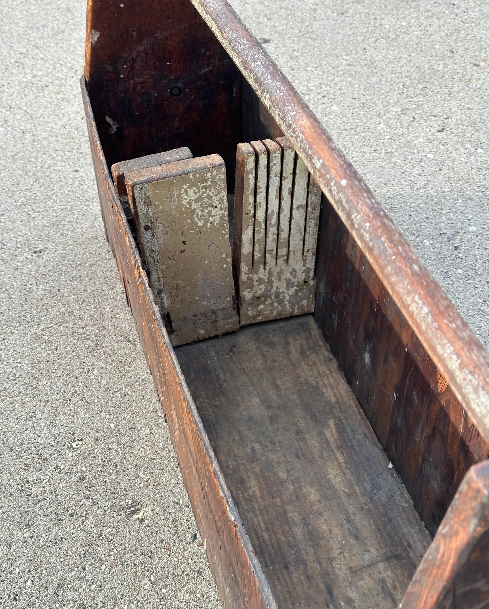 Vintage Wood Primitive Carpenter's Tool Box - 5