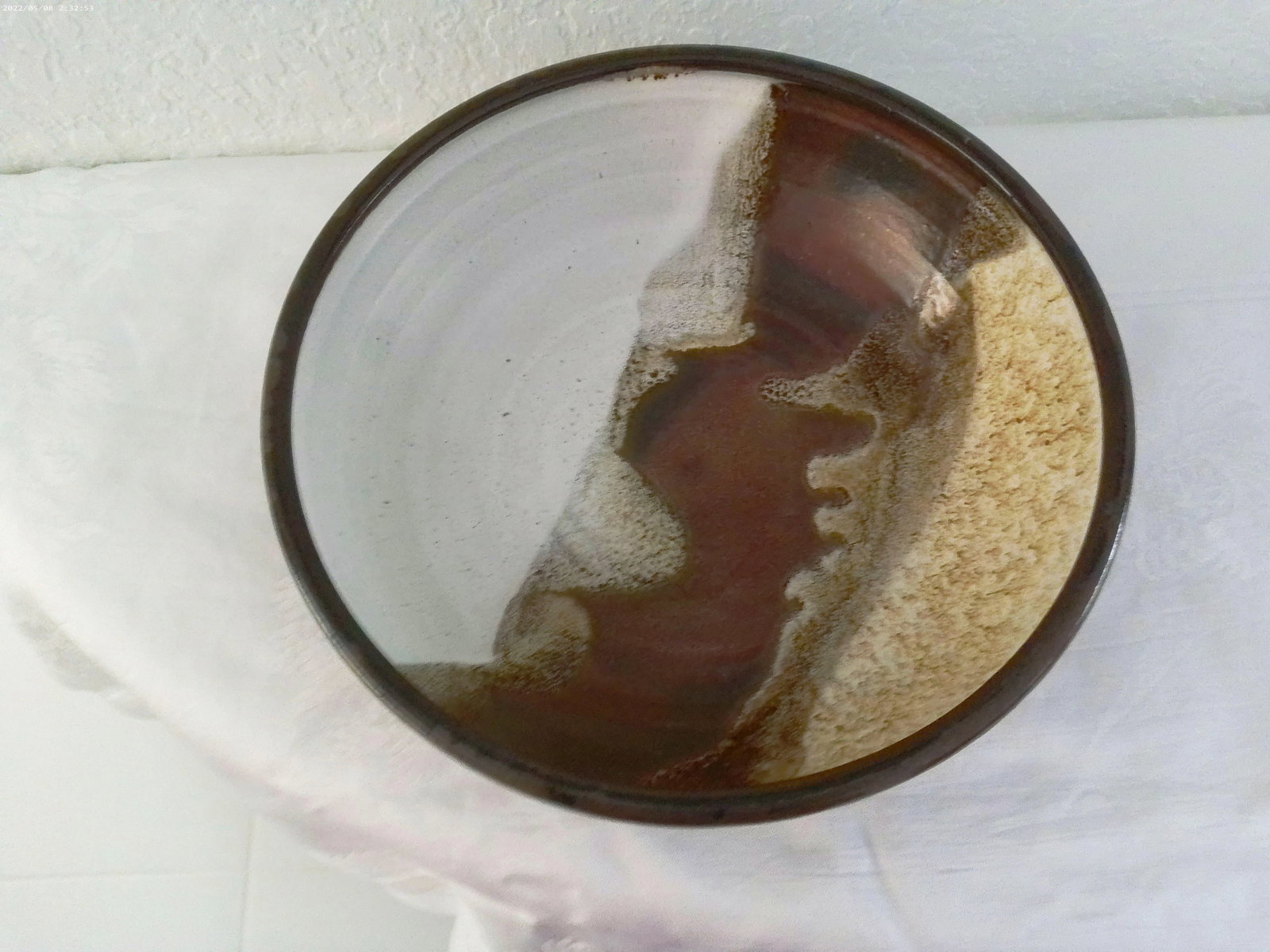 1980s Artisan Earthtone Centerpiece Pottery Bowl - 2