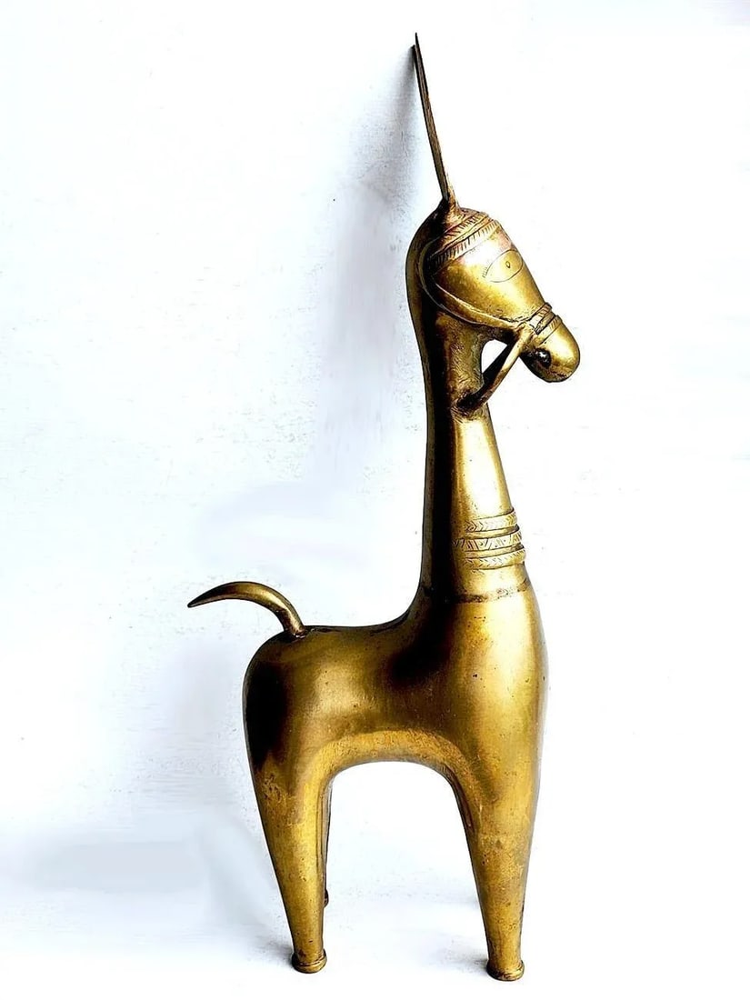 Vintage 21" Brass Horse Table Sculpture - 3