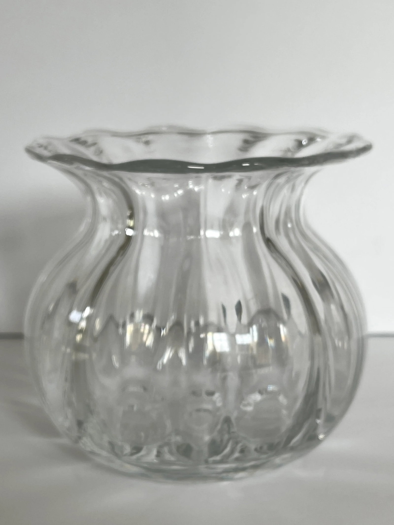 Late 20th Century Orrefors Swedish Ribbed Glass Anemone Vase - 3