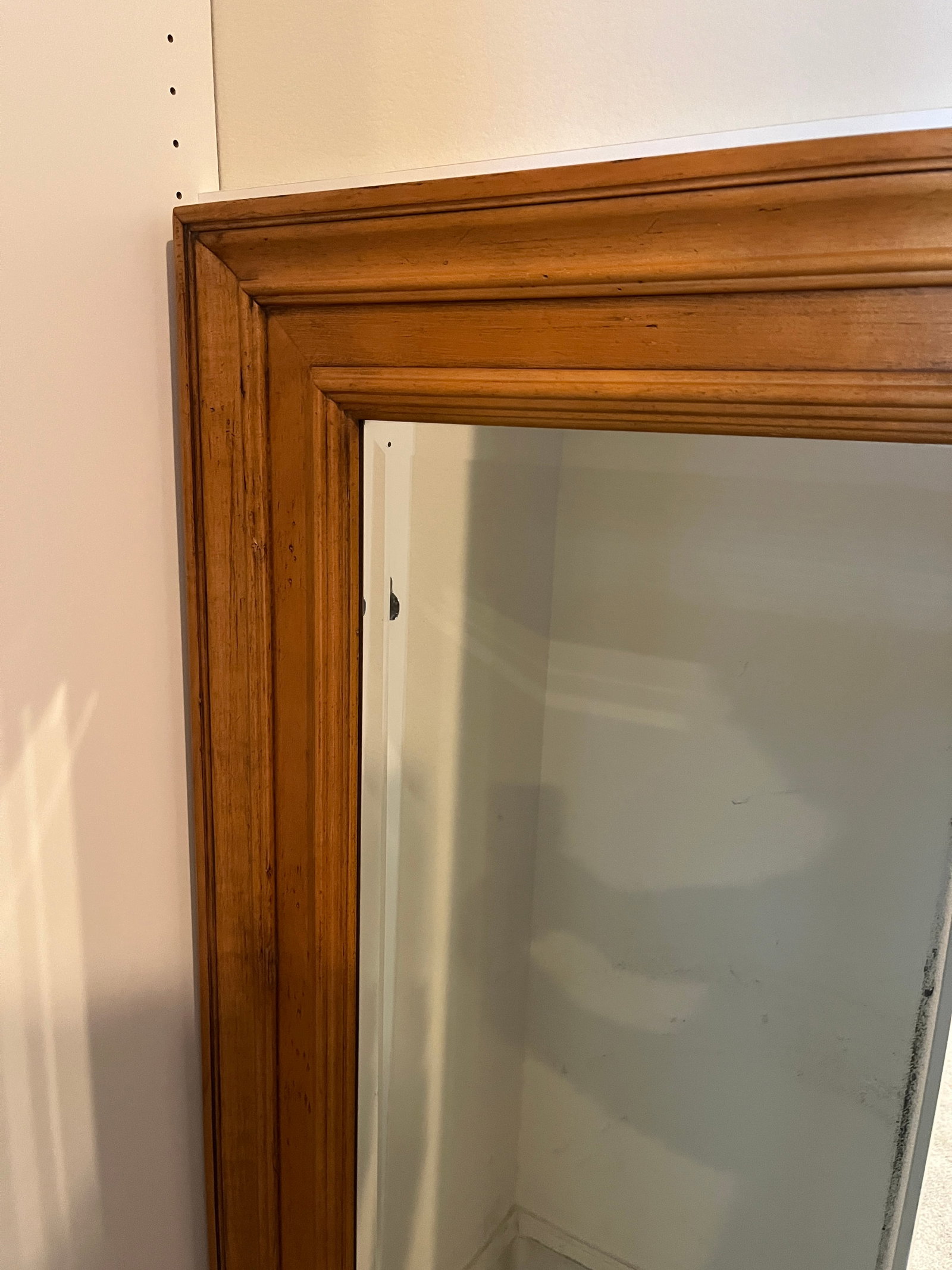 1990s American Themes by Drexel Solid Maple Wood Framed Beveled Wall Mirror 606-220-2 - 5