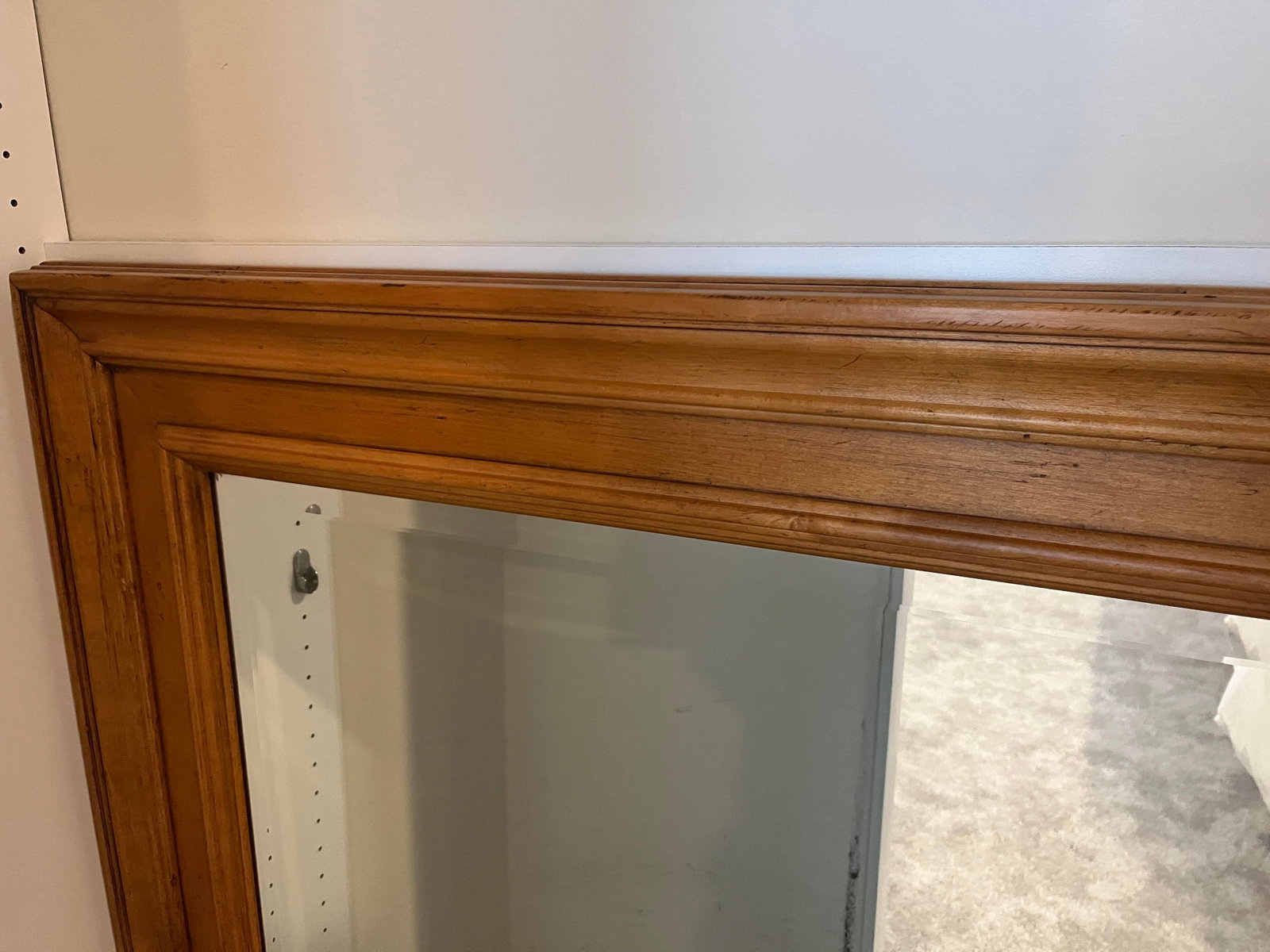 1990s American Themes by Drexel Solid Maple Wood Framed Beveled Wall Mirror 606-220-2 - 7