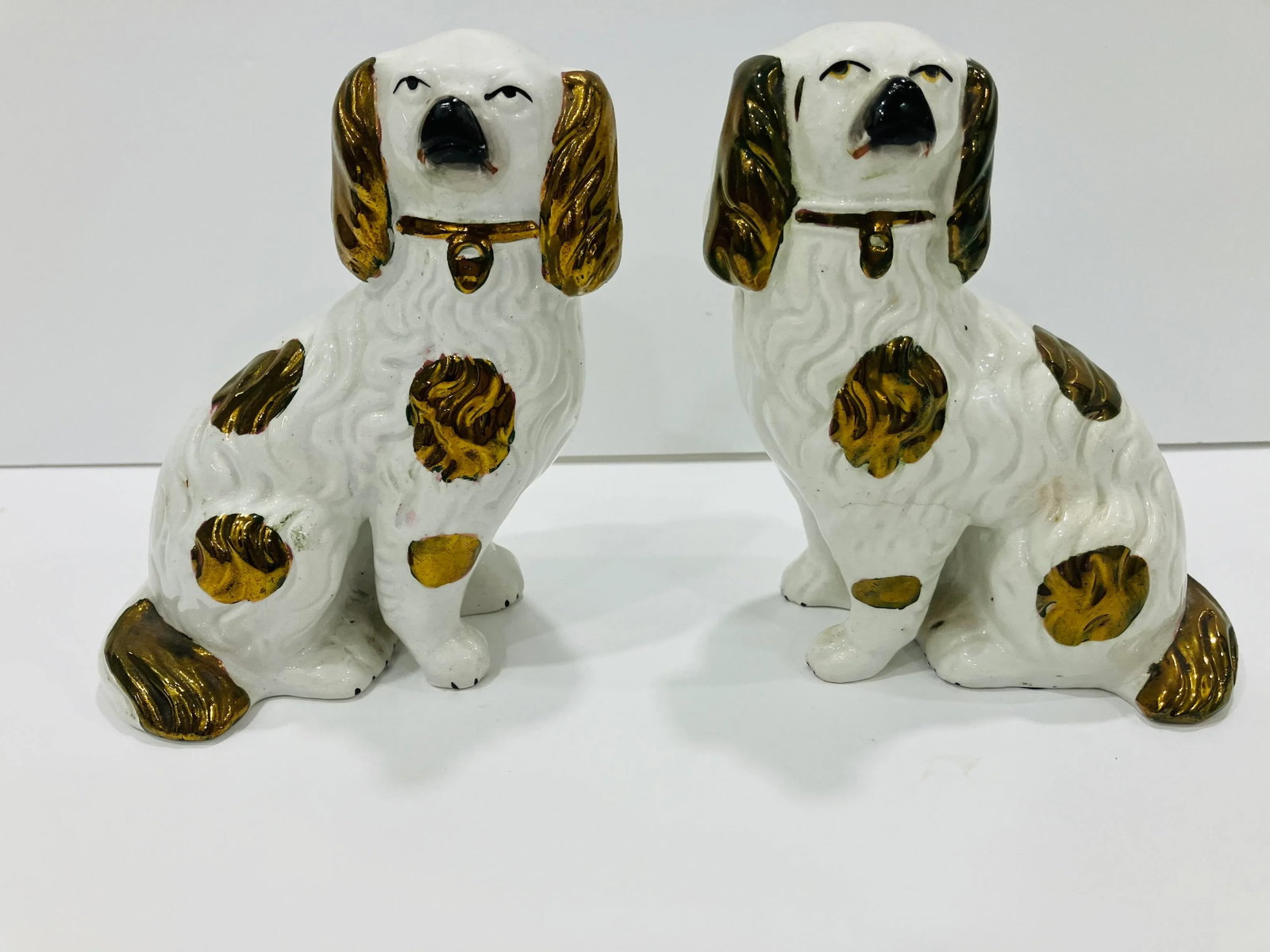 Pair of Antique Copper Luster Staffordshire Spaniels - 9