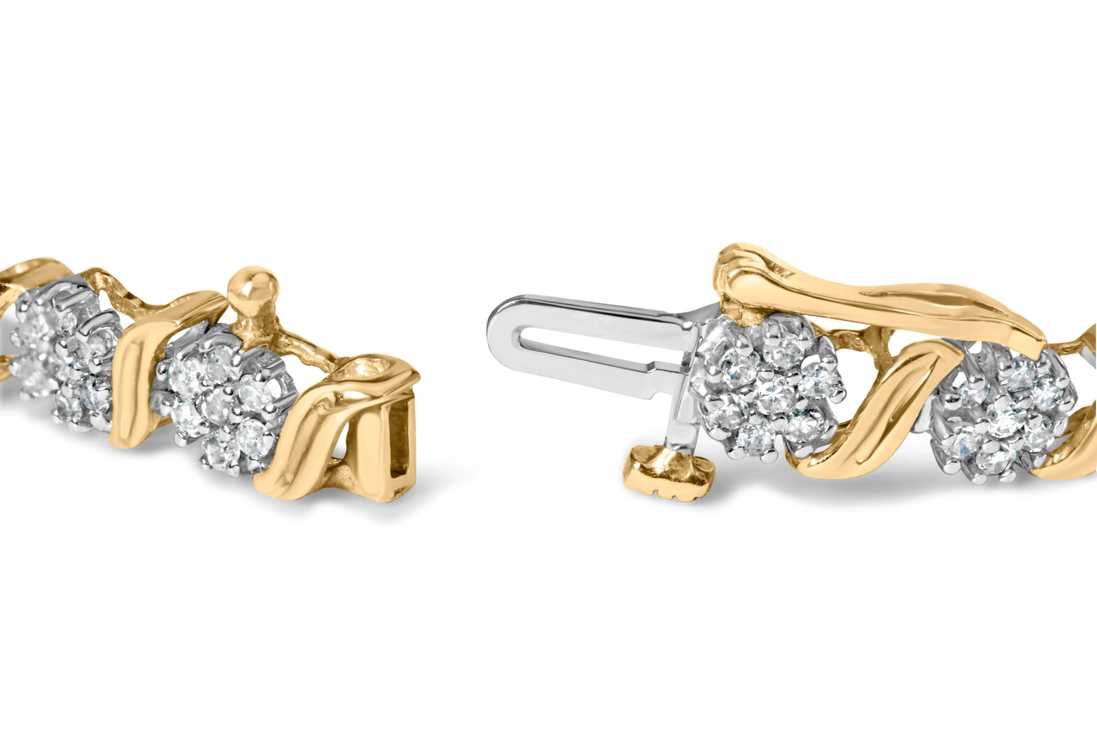 10K Yellow Gold 2.00 Cttw Round Cut Diamond 'S' Cluster Bracelet (J-K Color, I1-I2 Clarity) - 2