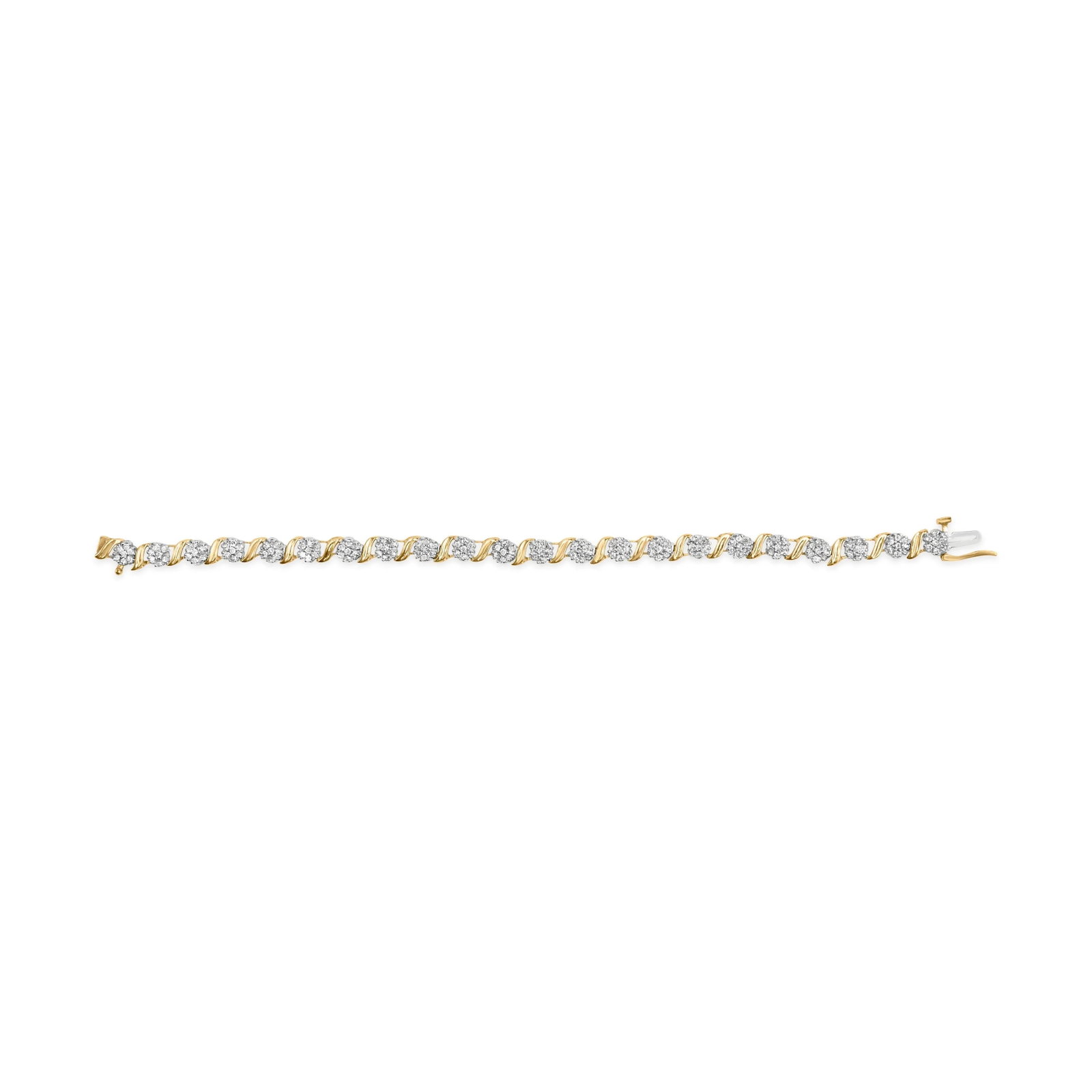 10K Yellow Gold 2.00 Cttw Round Cut Diamond 'S' Cluster Bracelet (J-K Color, I1-I2 Clarity) - 4