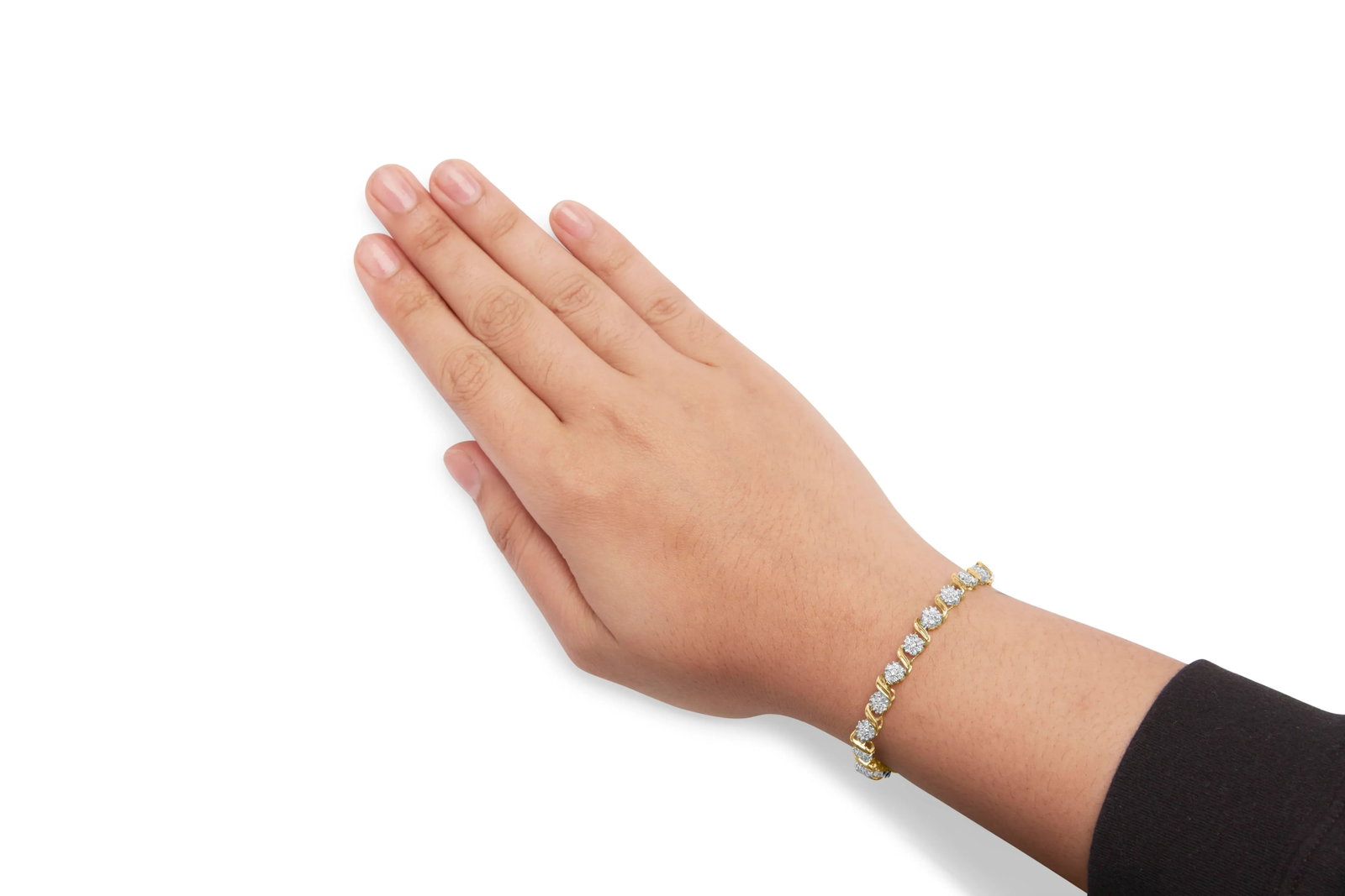 10K Yellow Gold 2.00 Cttw Round Cut Diamond 'S' Cluster Bracelet (J-K Color, I1-I2 Clarity) - 5