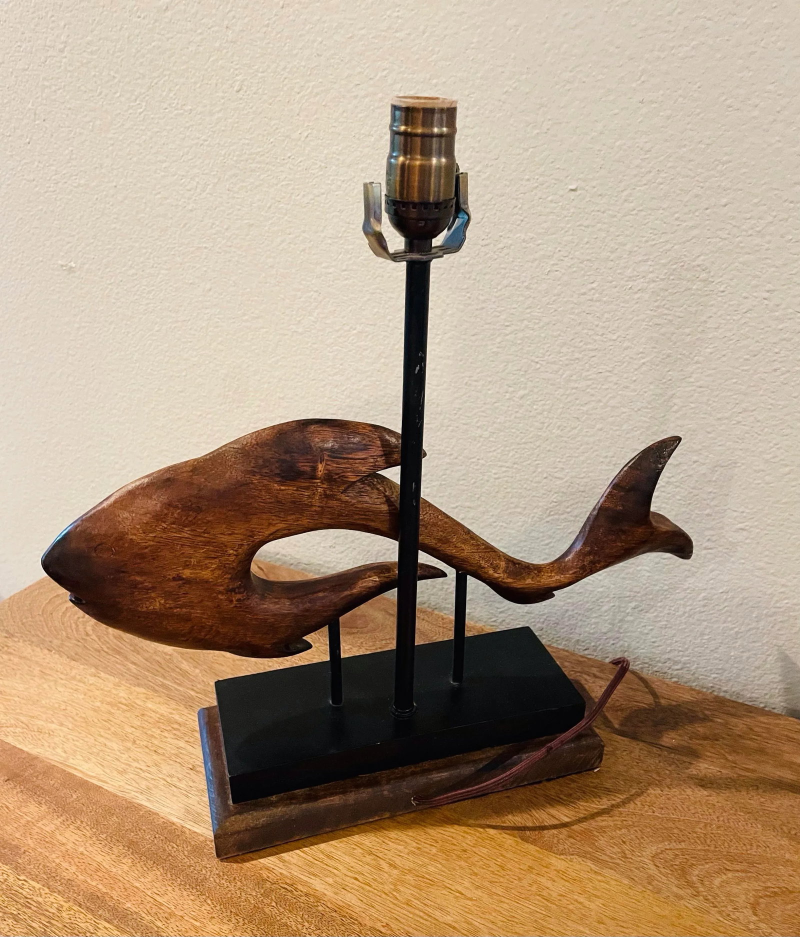 Mid-Century Wooden Fish Sculptural Lamps - a Pair - 10