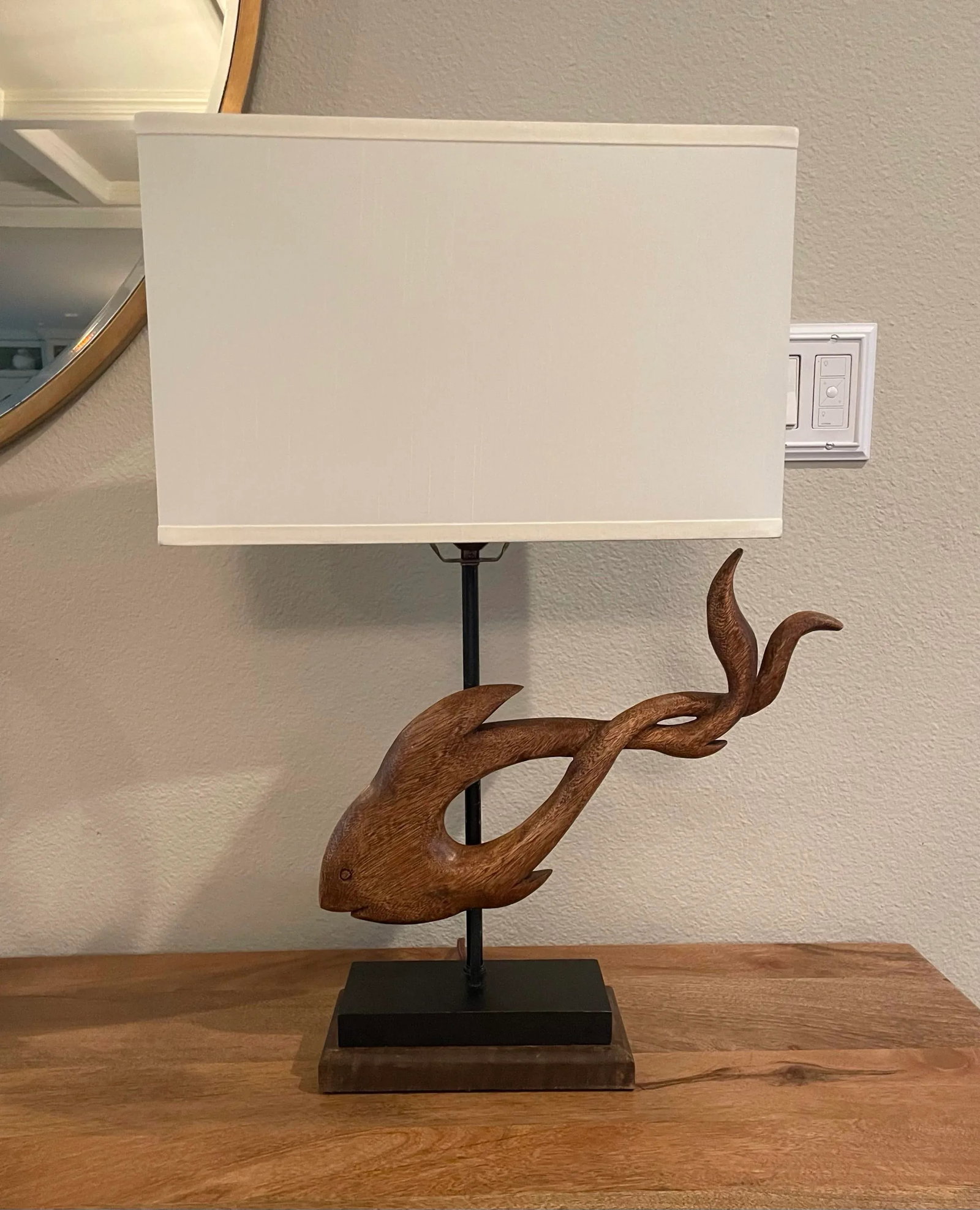 Mid-Century Wooden Fish Sculptural Lamps - a Pair - 11