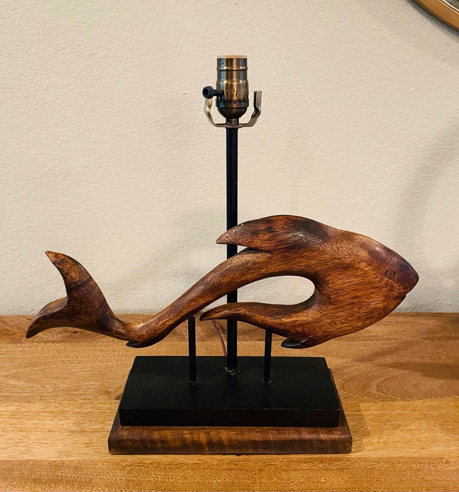 Mid-Century Wooden Fish Sculptural Lamps - a Pair - 2