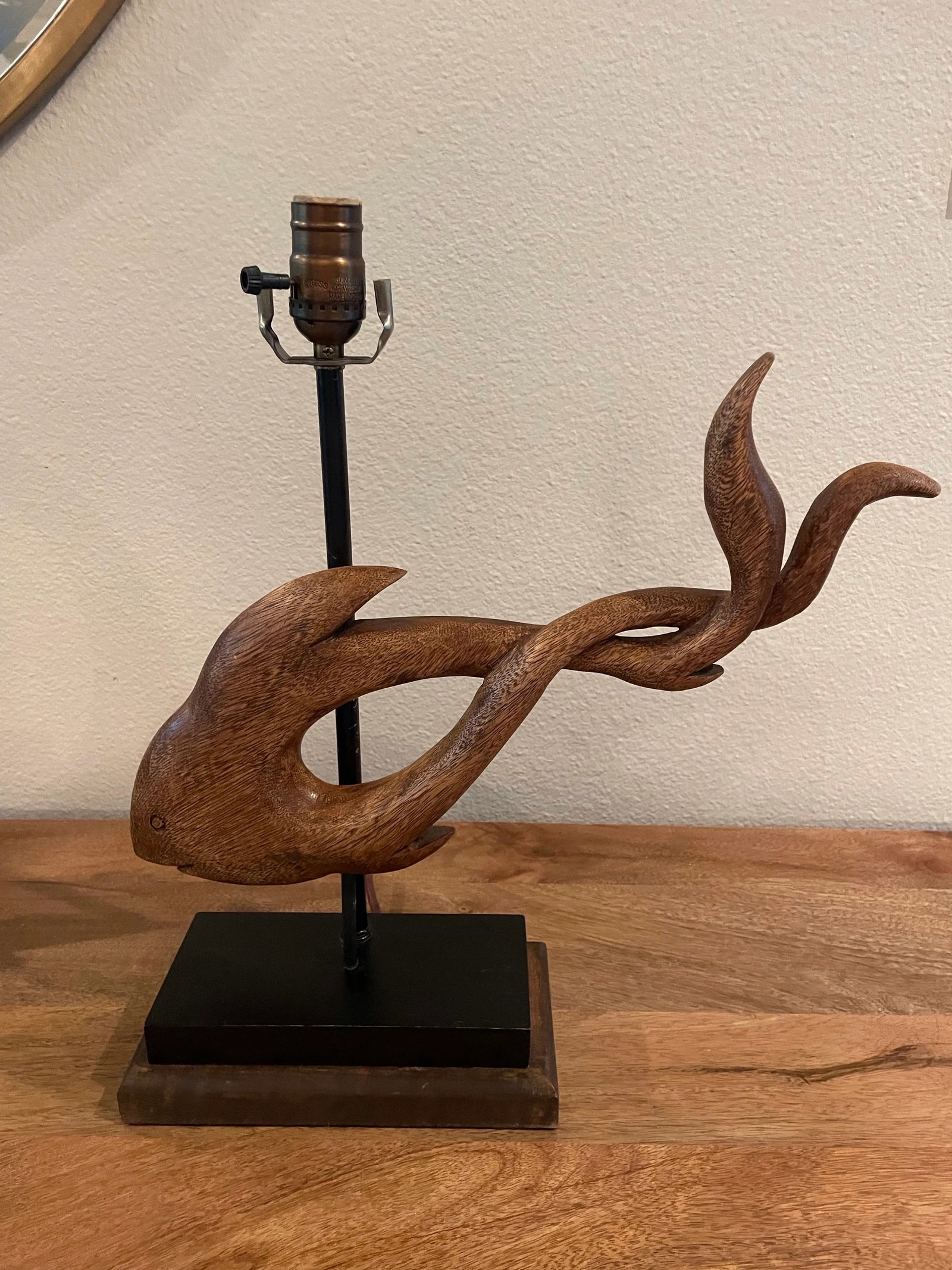 Mid-Century Wooden Fish Sculptural Lamps - a Pair - 3