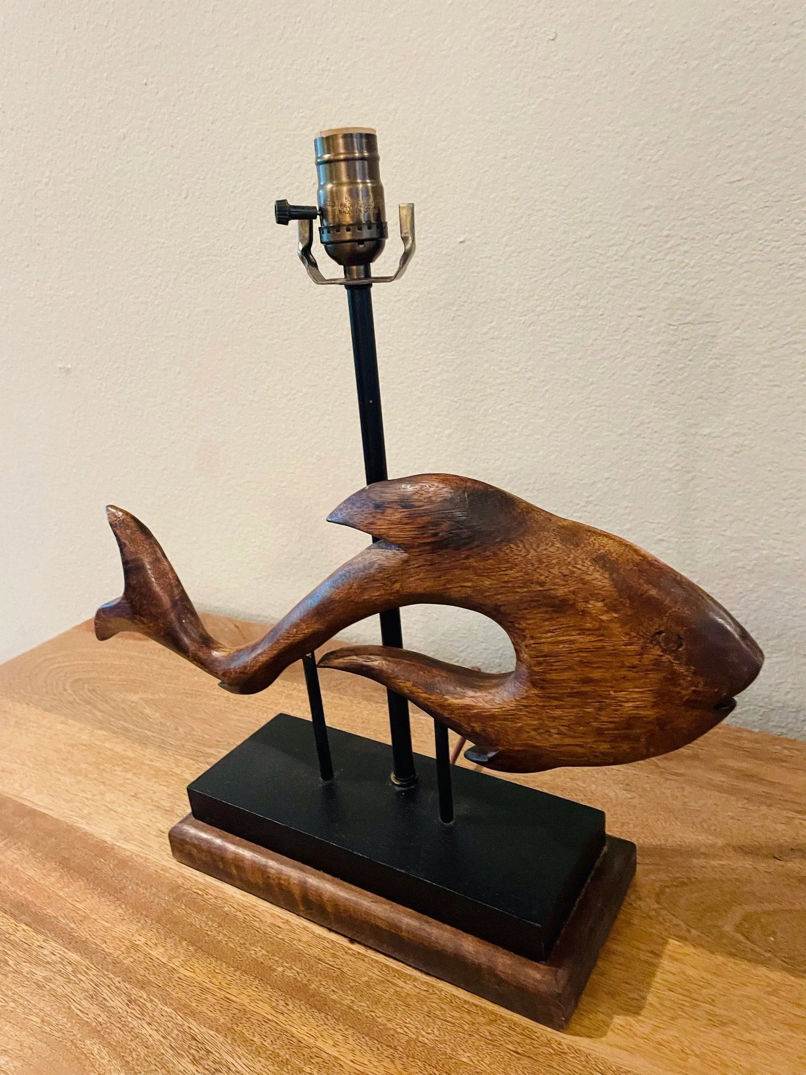 Mid-Century Wooden Fish Sculptural Lamps - a Pair - 4
