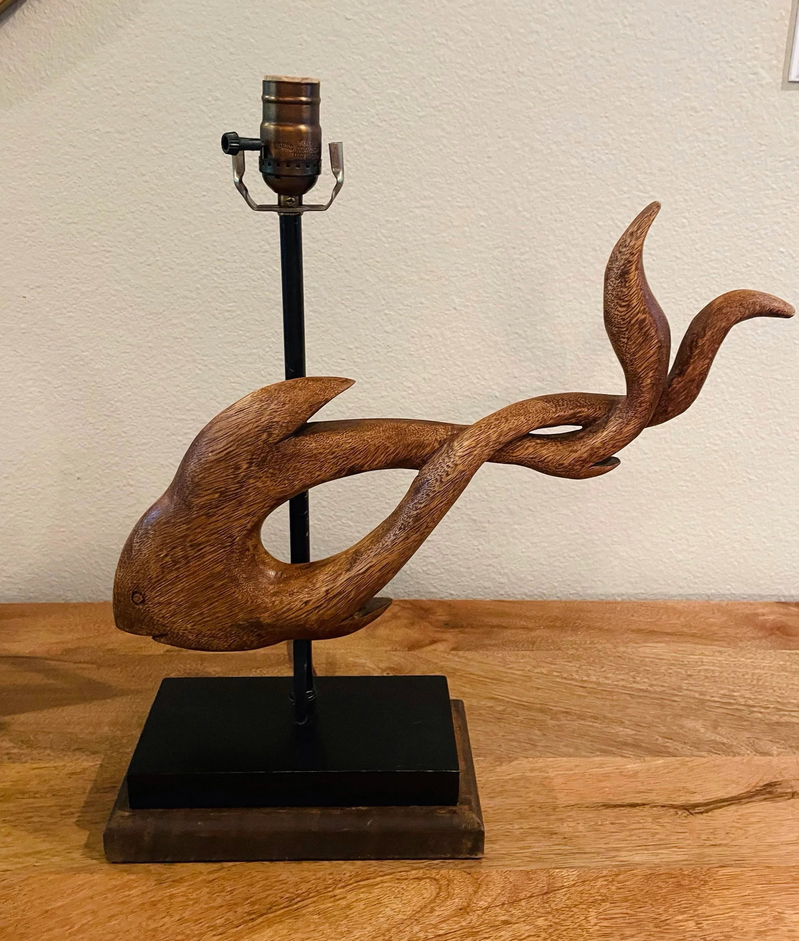 Mid-Century Wooden Fish Sculptural Lamps - a Pair - 6