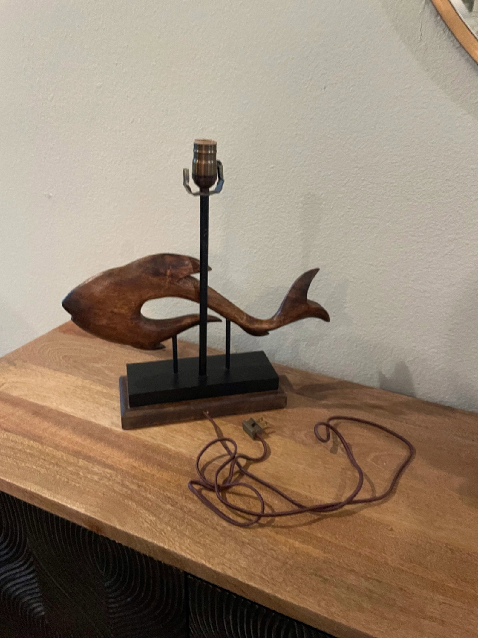 Mid-Century Wooden Fish Sculptural Lamps - a Pair - 8