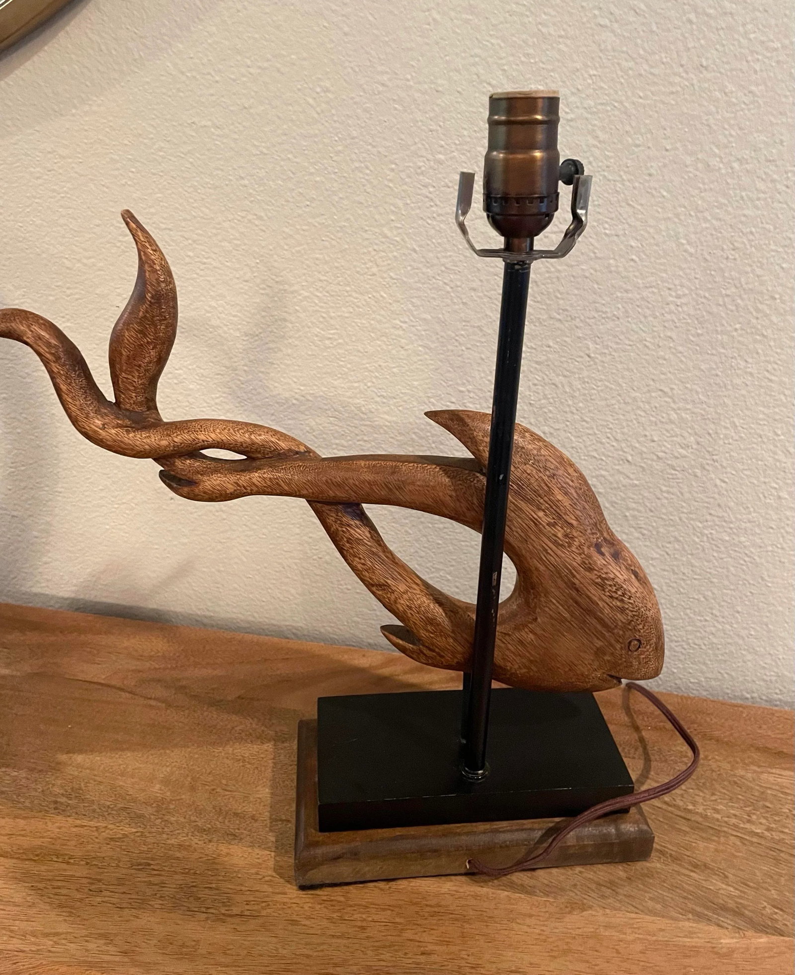 Mid-Century Wooden Fish Sculptural Lamps - a Pair - 9