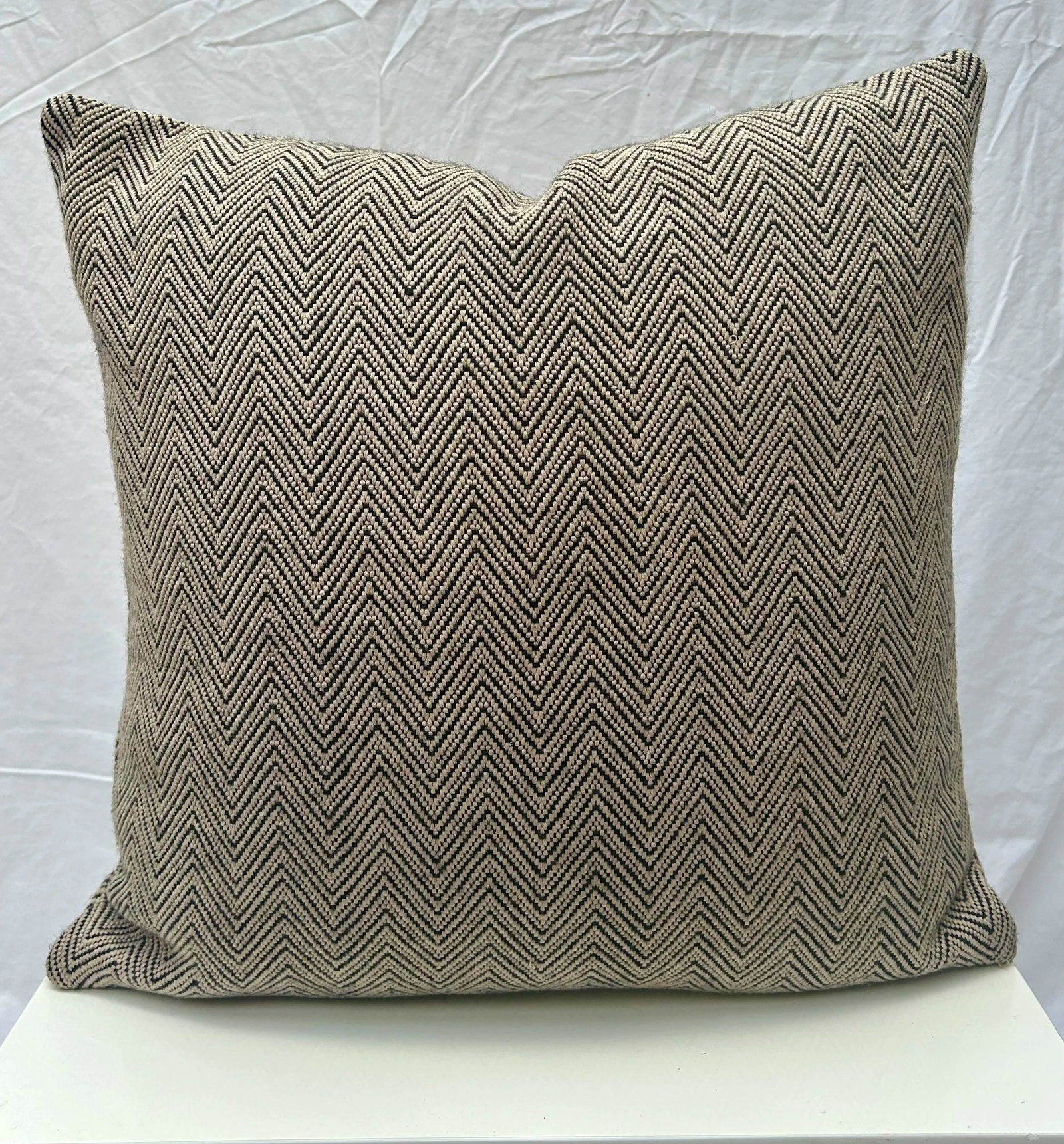 Restoration Hardware Black and Beige Chevron Pattern Decorative Pillow - 3