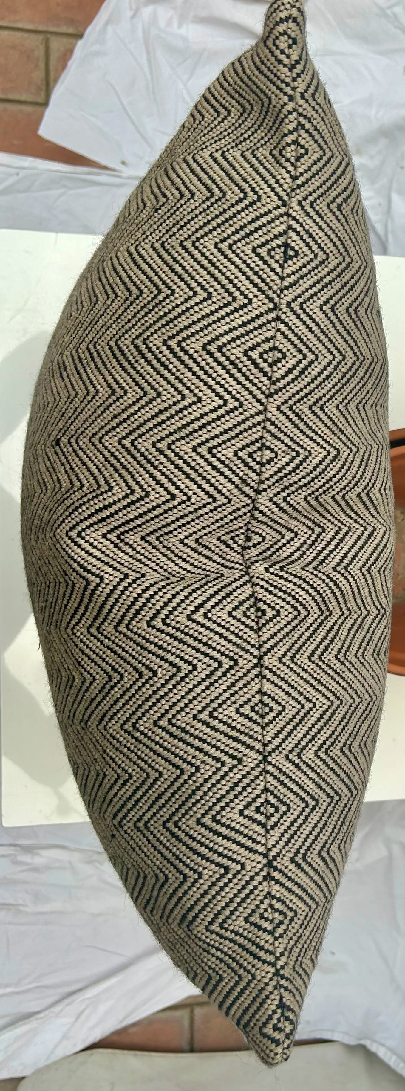 Restoration Hardware Black and Beige Chevron Pattern Decorative Pillow - 4