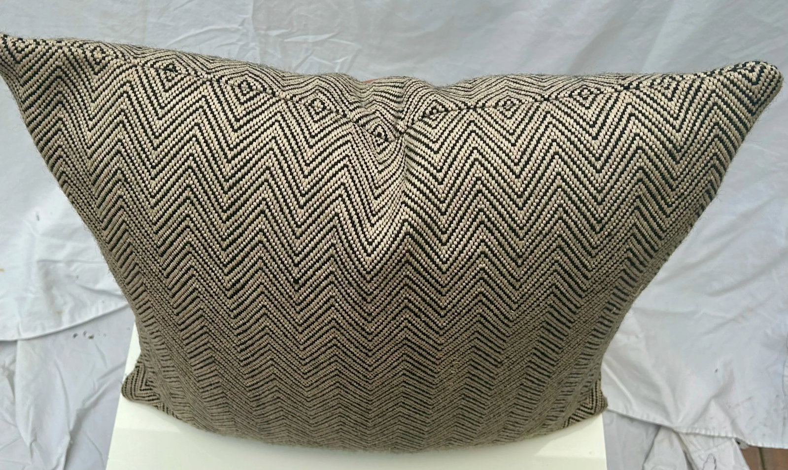 Restoration Hardware Black and Beige Chevron Pattern Decorative Pillow - 5