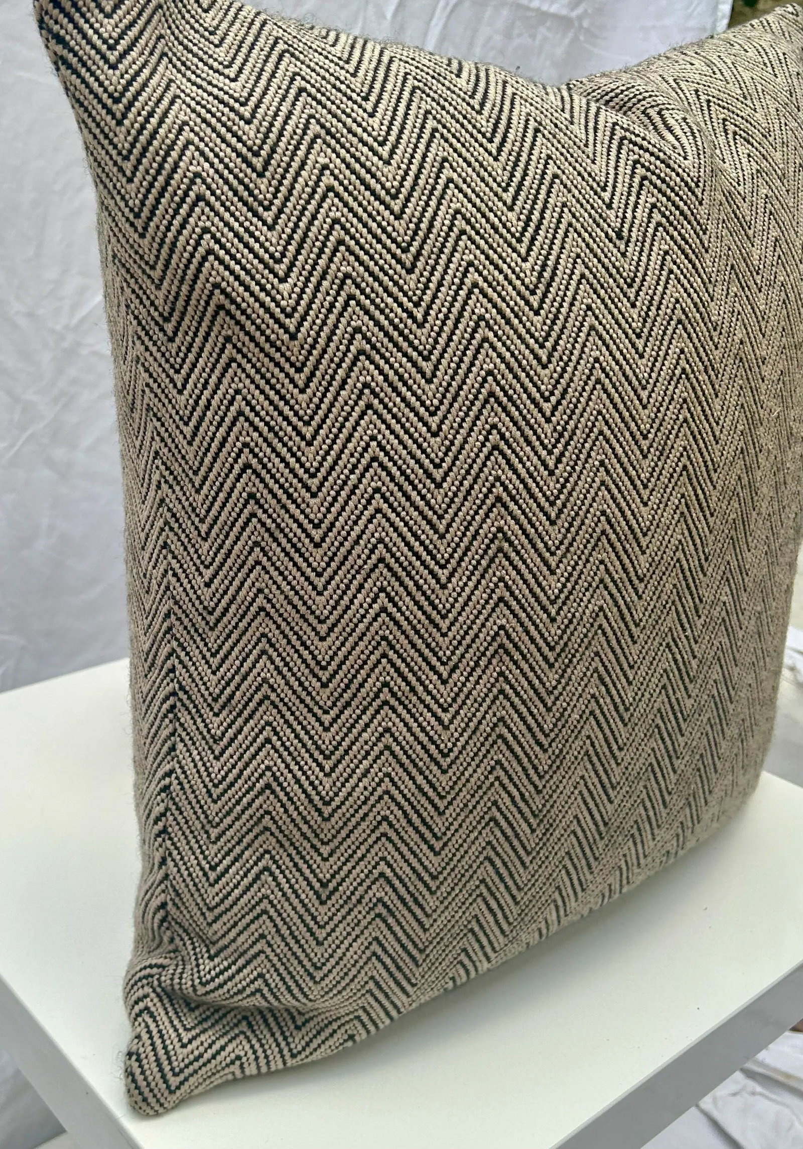 Restoration Hardware Black and Beige Chevron Pattern Decorative Pillow - 6