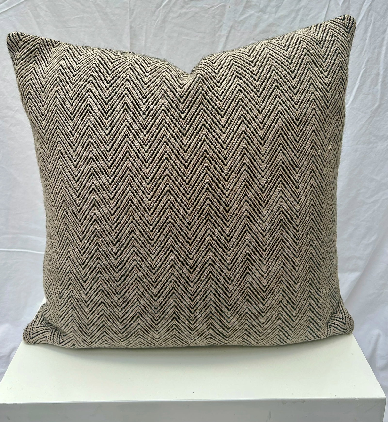 Restoration Hardware Black and Beige Chevron Pattern Decorative Pillow - 9