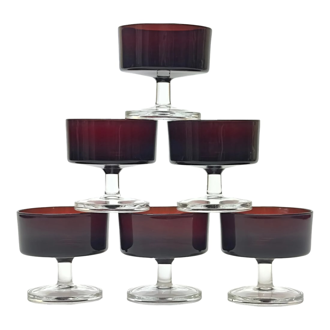 Cherry Red Sorbet Coupes by Luminarc France - Set of 6 (1 of 5)