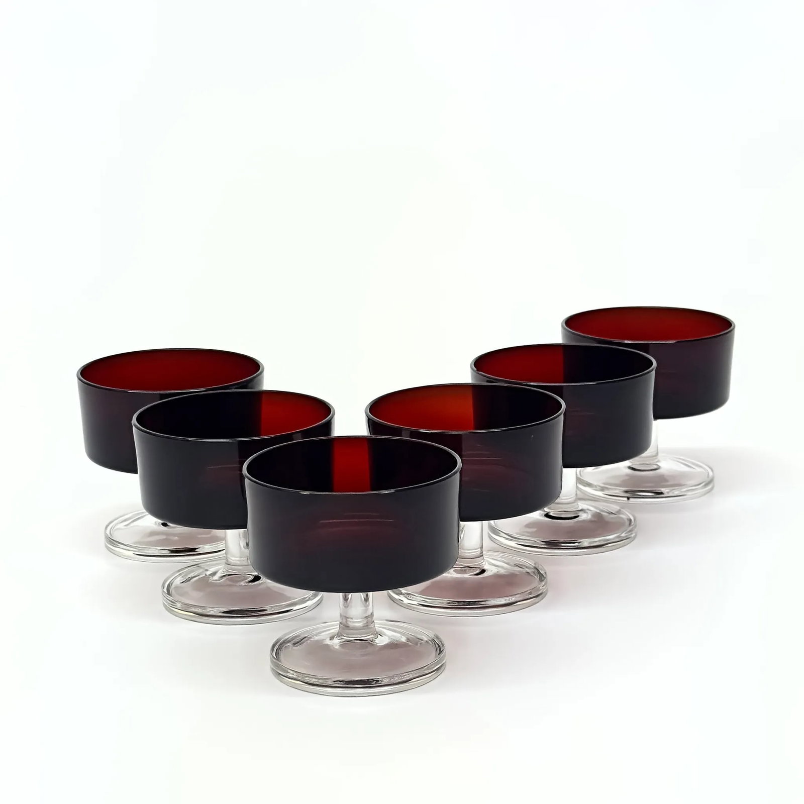 Cherry Red Sorbet Coupes by Luminarc France - Set of 6 - 3