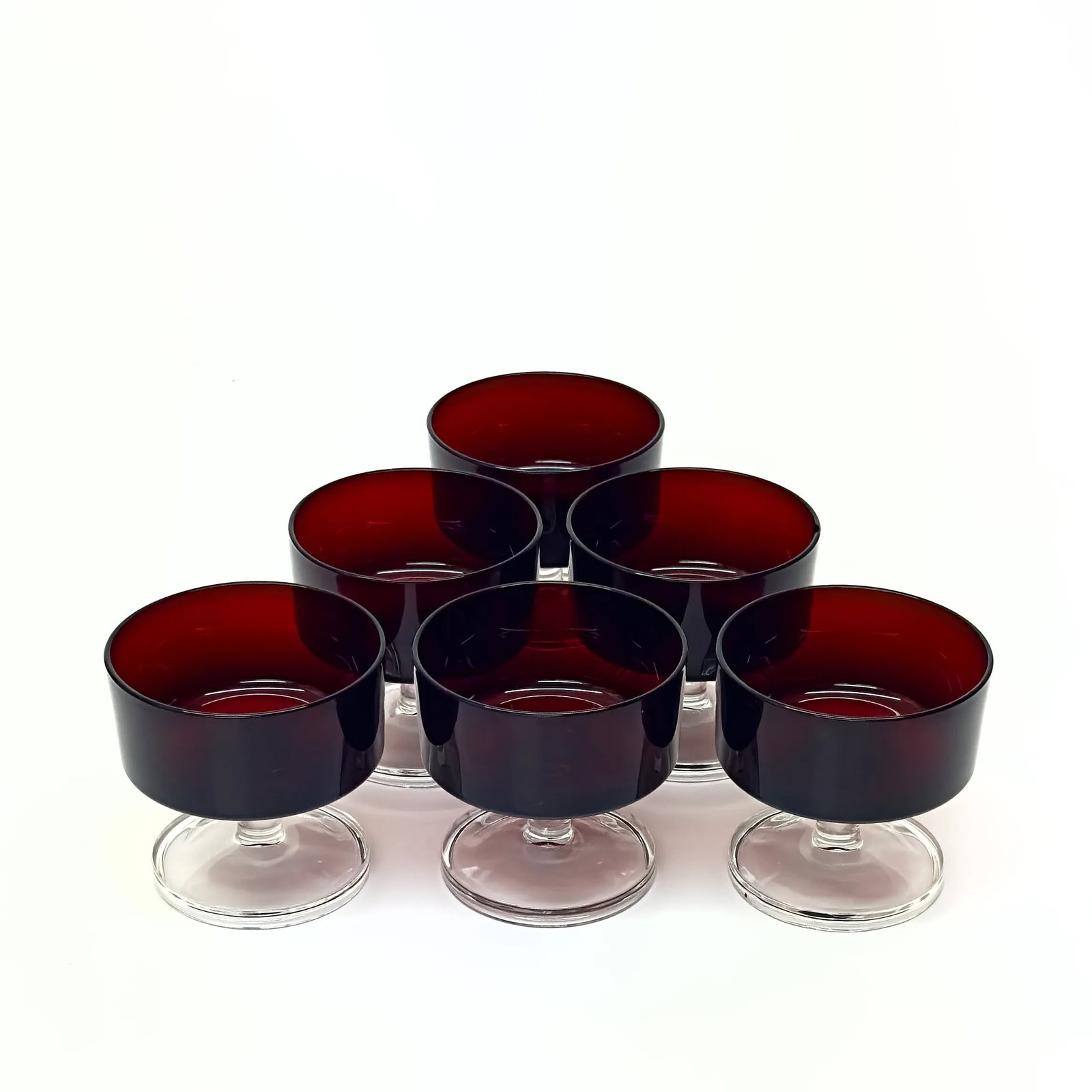 Cherry Red Sorbet Coupes by Luminarc France - Set of 6 - 4