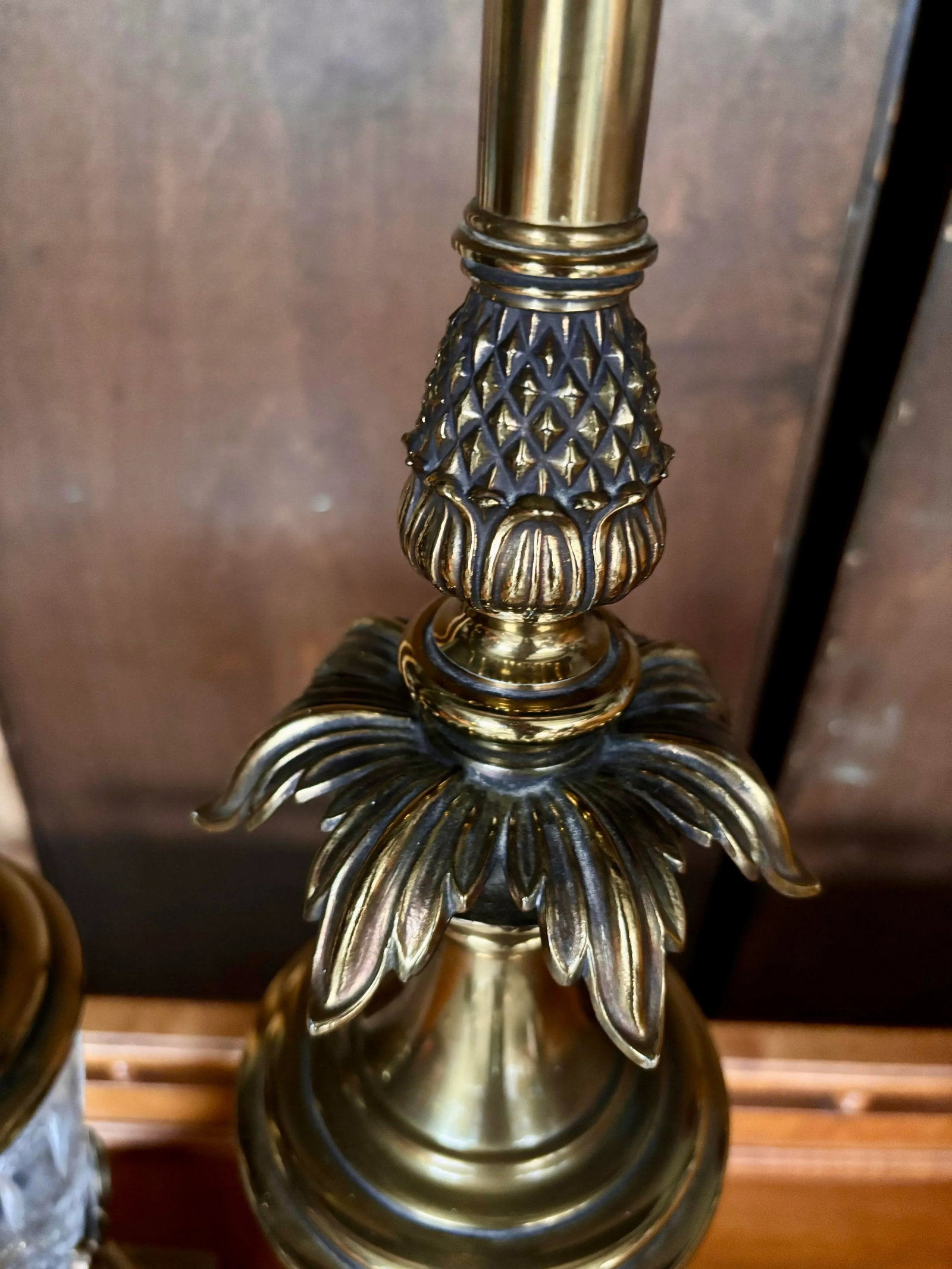 Pair of Vintage Stiffel Brass & Cut Crystal Pineapple Hollywood Regency Table Lamps - 11