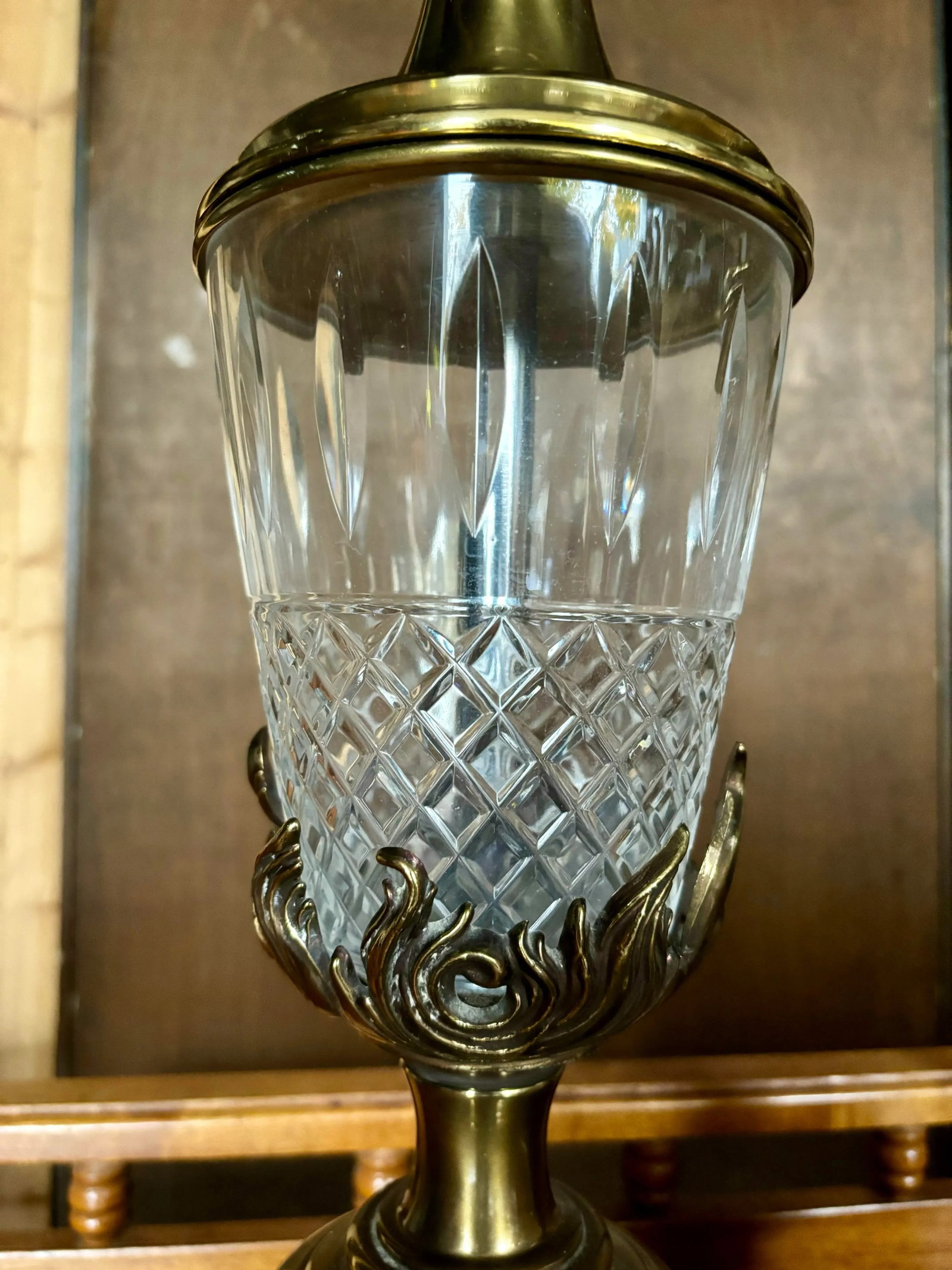 Pair of Vintage Stiffel Brass & Cut Crystal Pineapple Hollywood Regency Table Lamps - 12