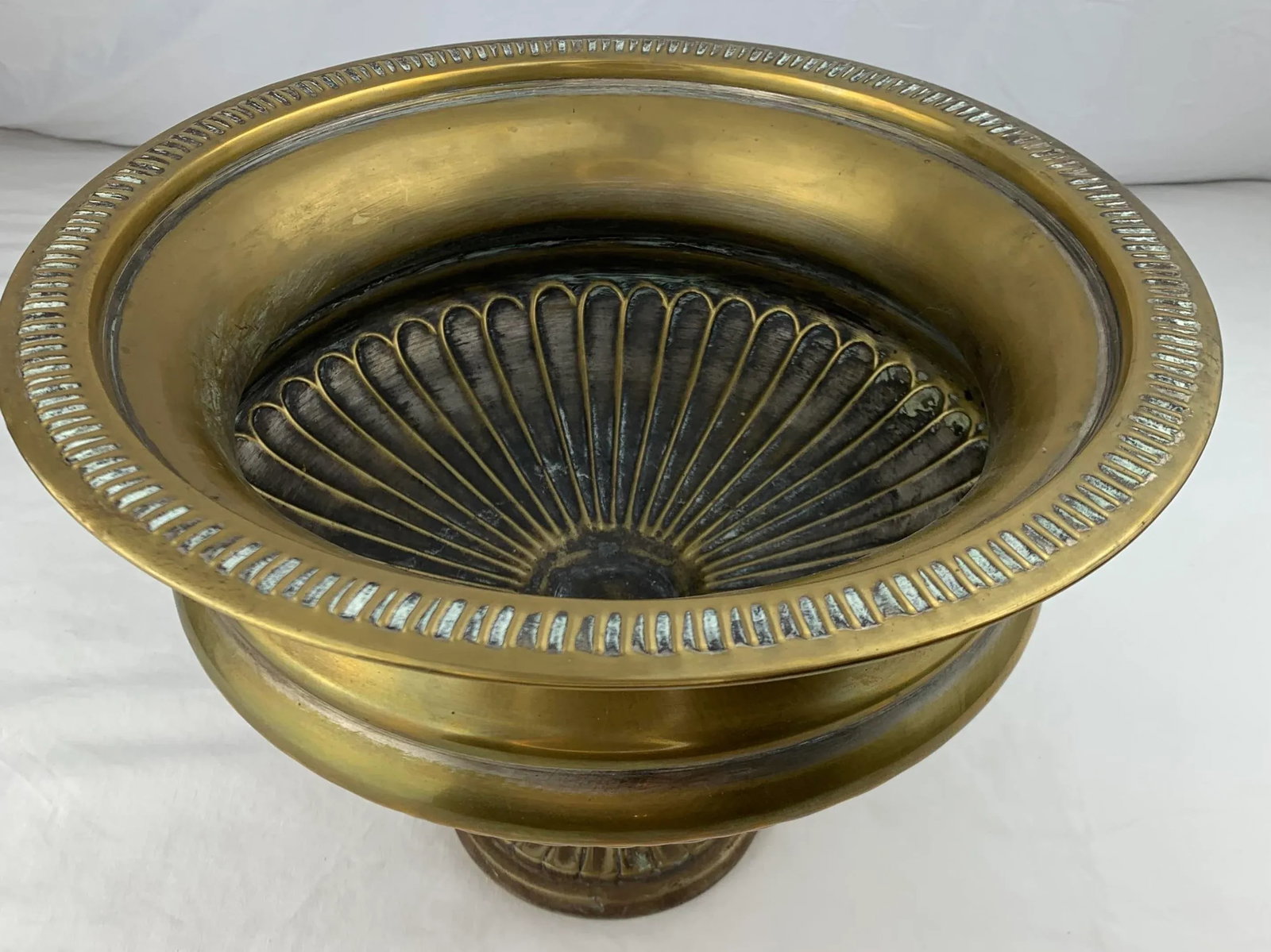 Vintage Neoclassical Brass Pedestal Urn - 4