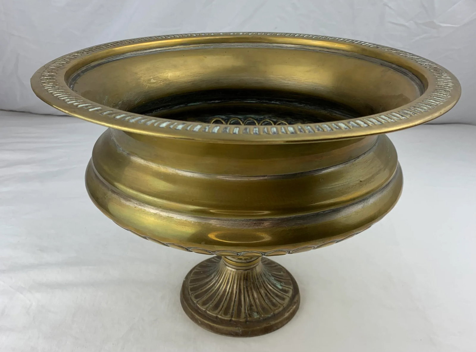 Vintage Neoclassical Brass Pedestal Urn - 7