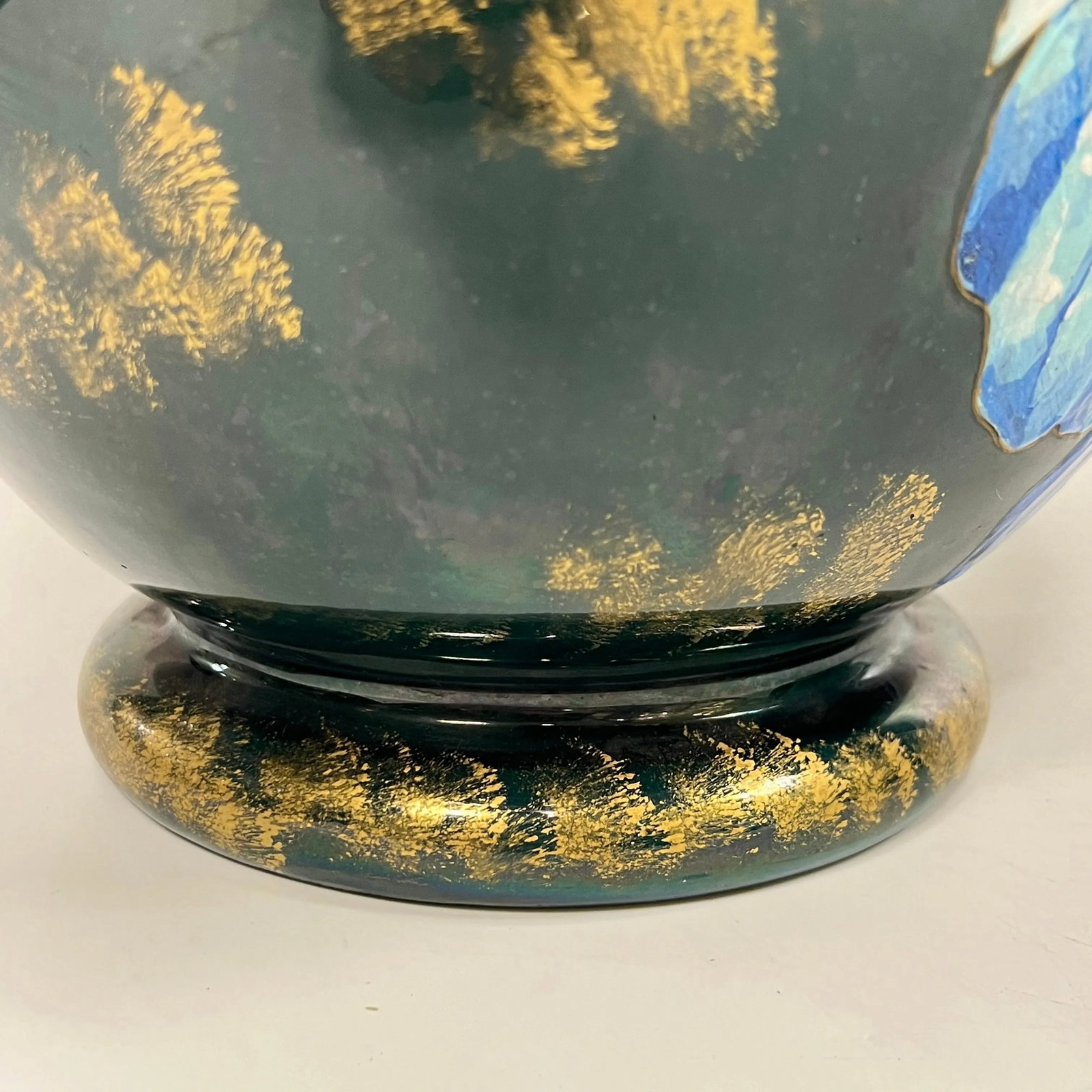 Large Antique Aesthetic Gilt and Floral Painted Glazed Ceramic Vases - A Pair - 9