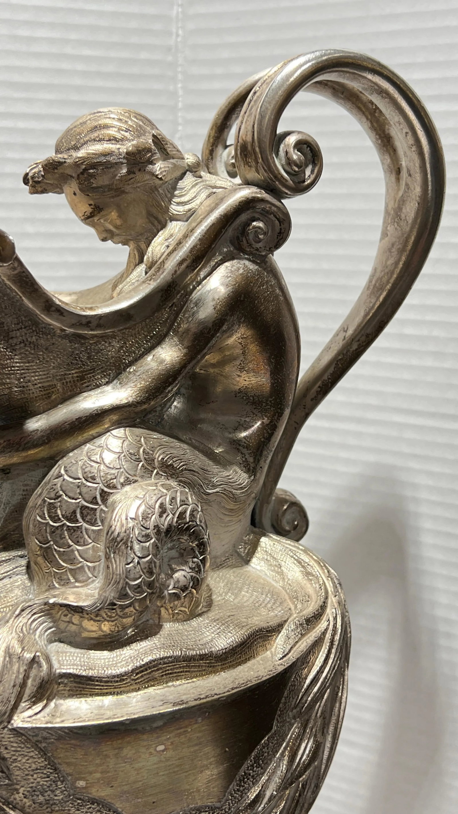 19th Century French Silvered Bronze Ewer Form Vases in Louis XVI Style - A Pair - 10