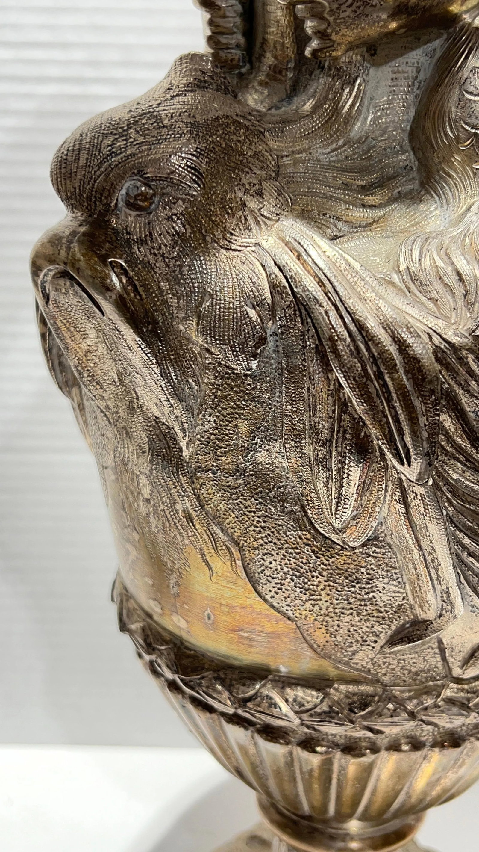 19th Century French Silvered Bronze Ewer Form Vases in Louis XVI Style - A Pair - 11
