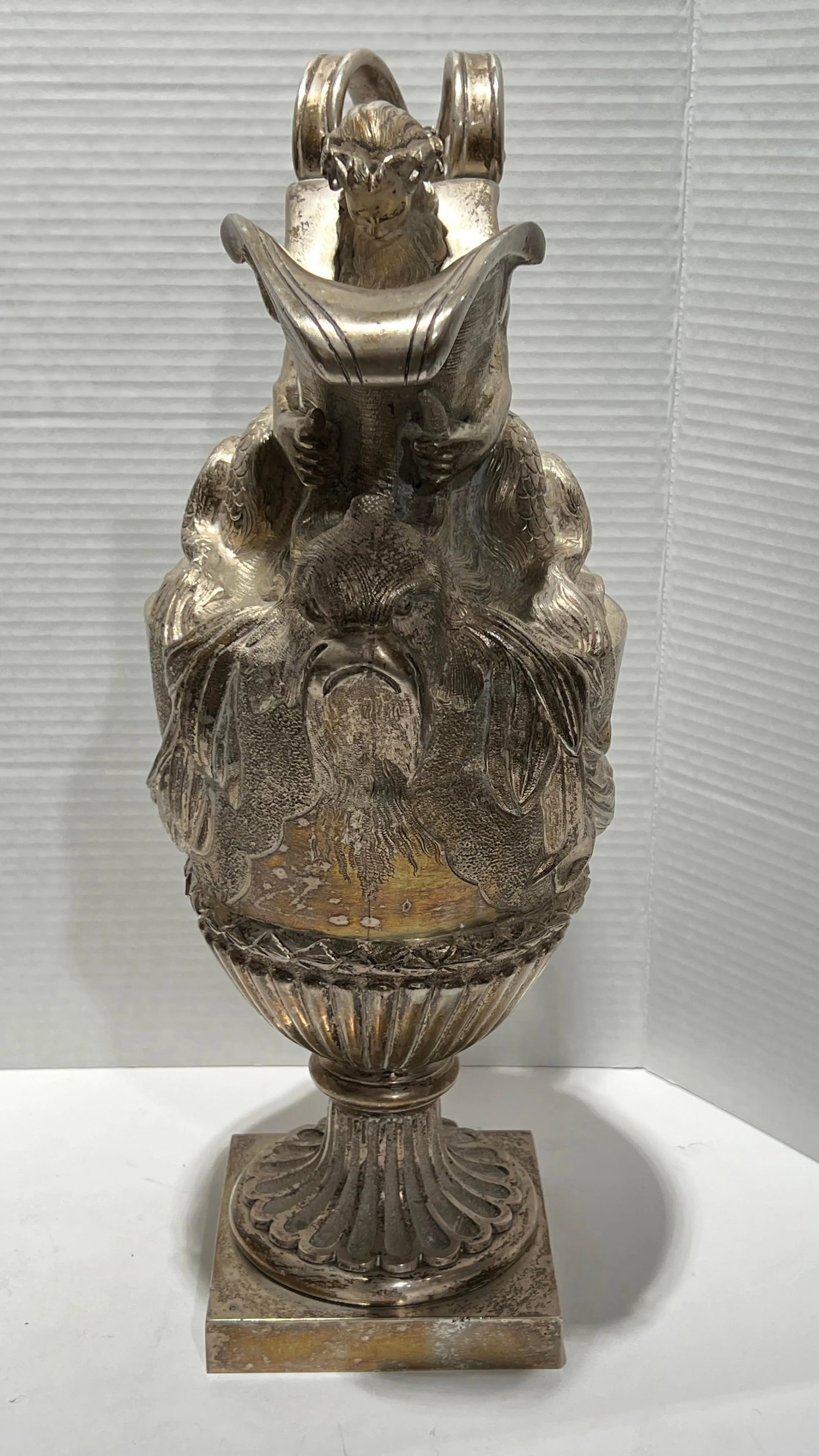 19th Century French Silvered Bronze Ewer Form Vases in Louis XVI Style - A Pair - 12