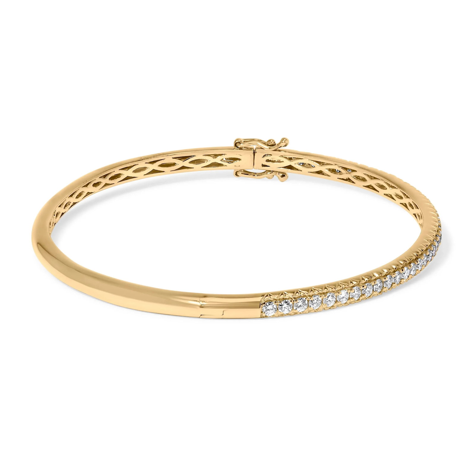 14K Yellow Gold 1.00 Cttw Half Eternity Diamond Bangle Bracelet (G-H Color, SI2-I1 Clarity) - 7" Inc - 2