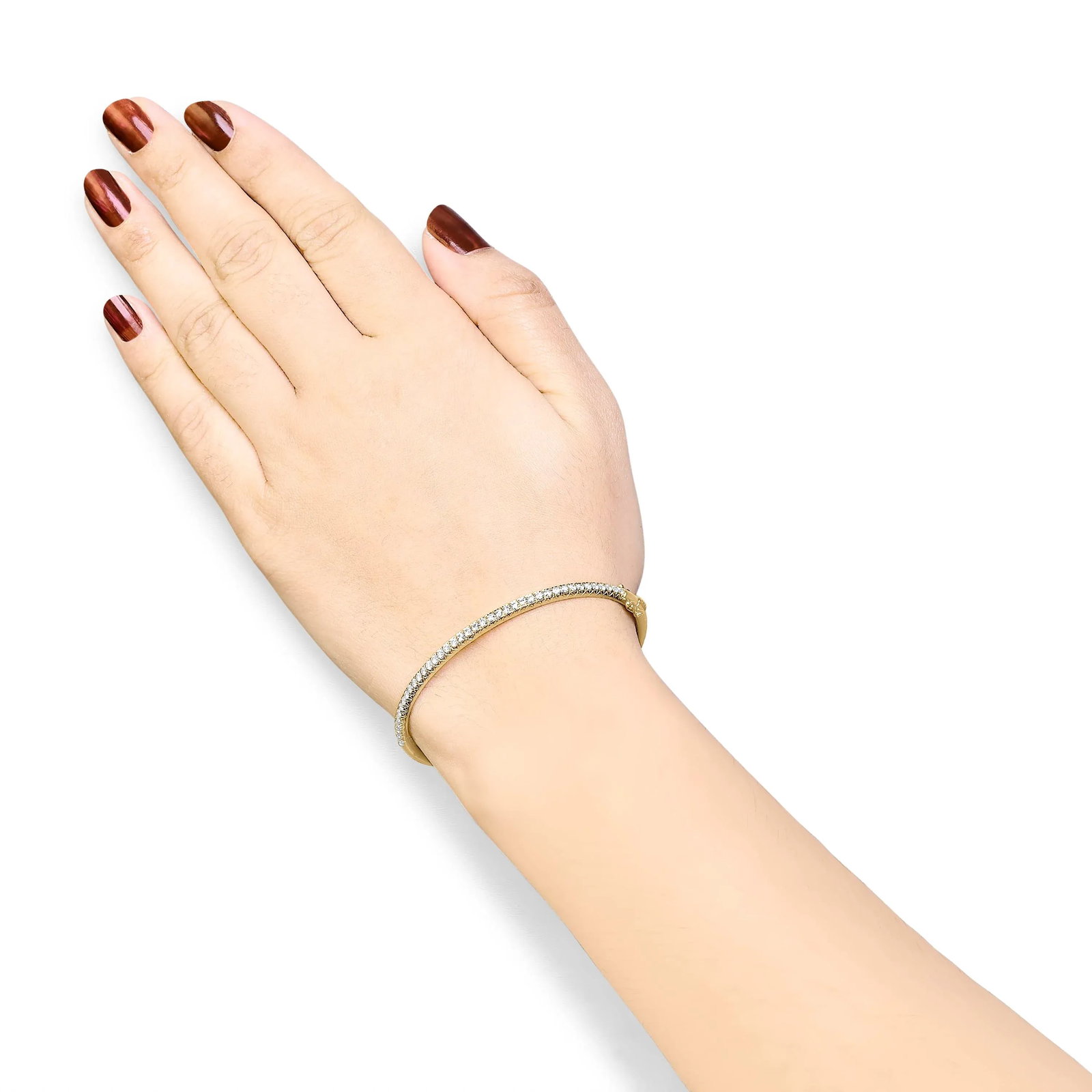 14K Yellow Gold 1.00 Cttw Half Eternity Diamond Bangle Bracelet (G-H Color, SI2-I1 Clarity) - 7" Inc - 5