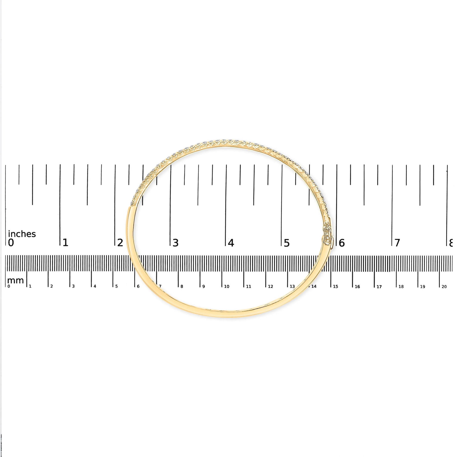 14K Yellow Gold 1.00 Cttw Half Eternity Diamond Bangle Bracelet (G-H Color, SI2-I1 Clarity) - 7" Inc - 6