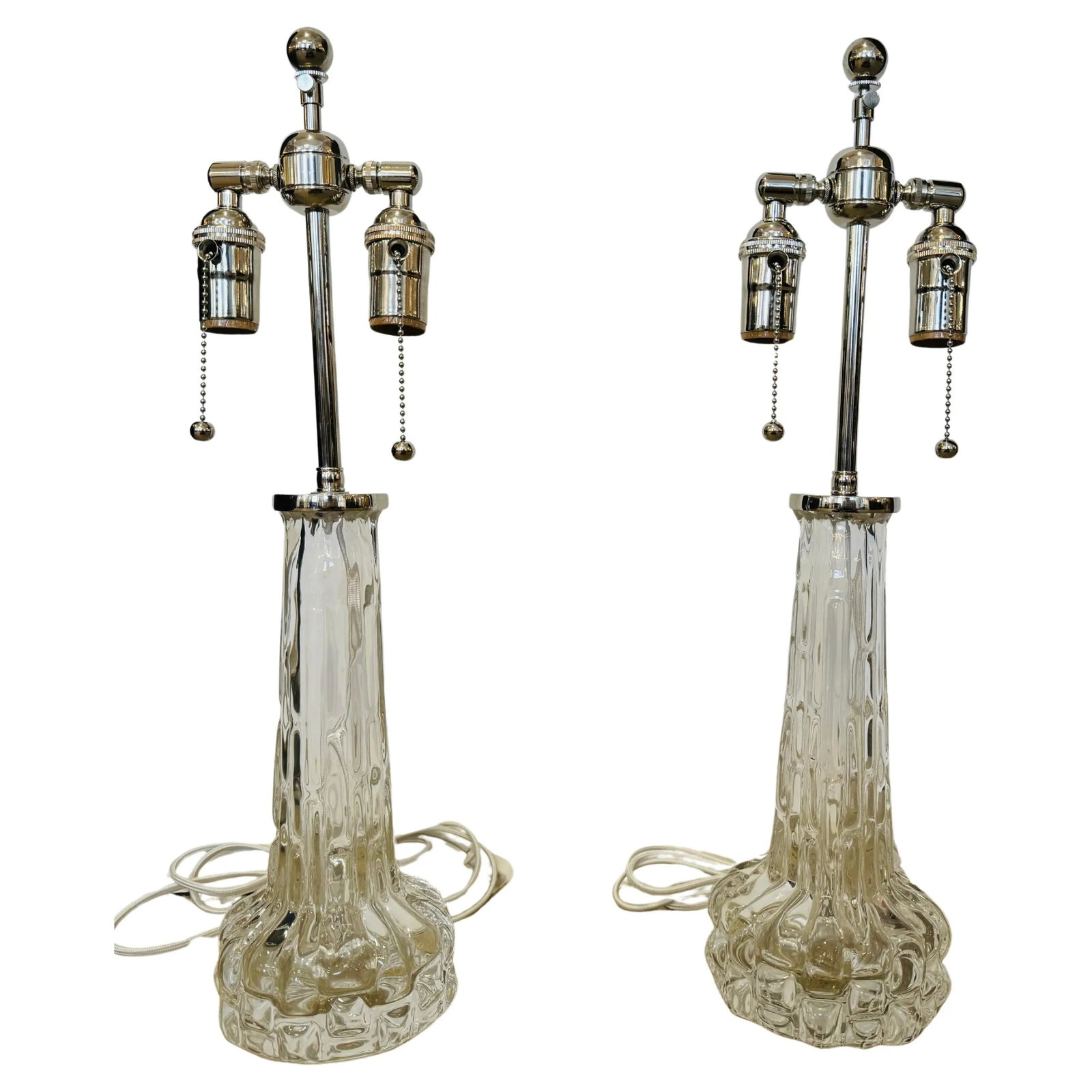 Pair of 1950s Swedish Crystal Orrefors Carl Fagerlund Clear Table Lamps - 4