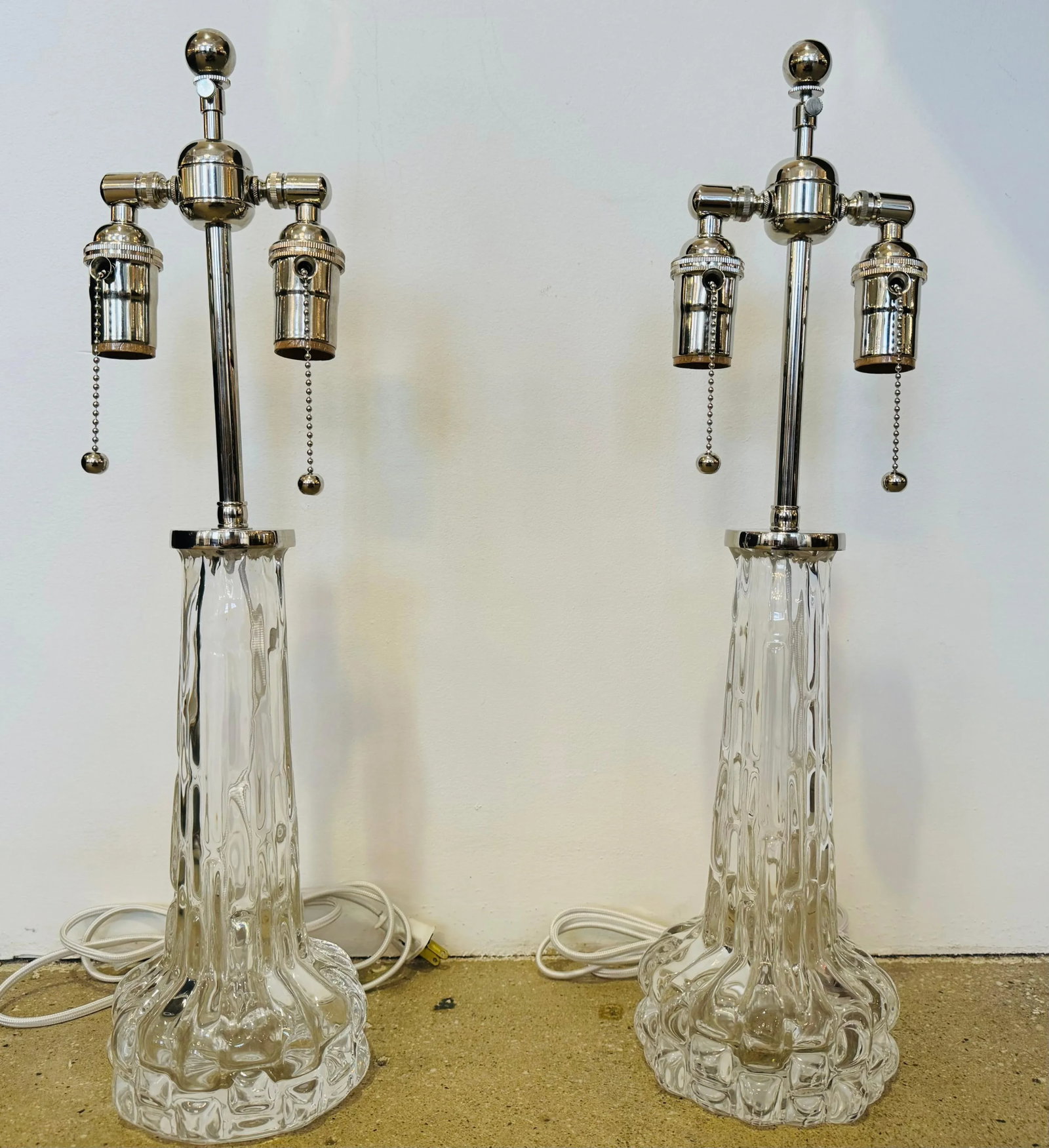 Pair of 1950s Swedish Crystal Orrefors Carl Fagerlund Clear Table Lamps - 6