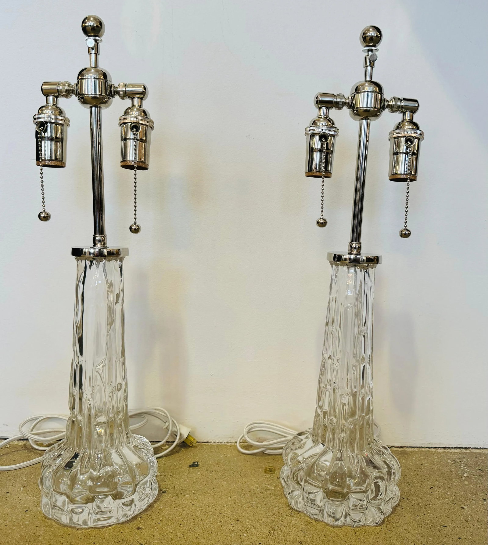 Pair of 1950s Swedish Crystal Orrefors Carl Fagerlund Clear Table Lamps - 9