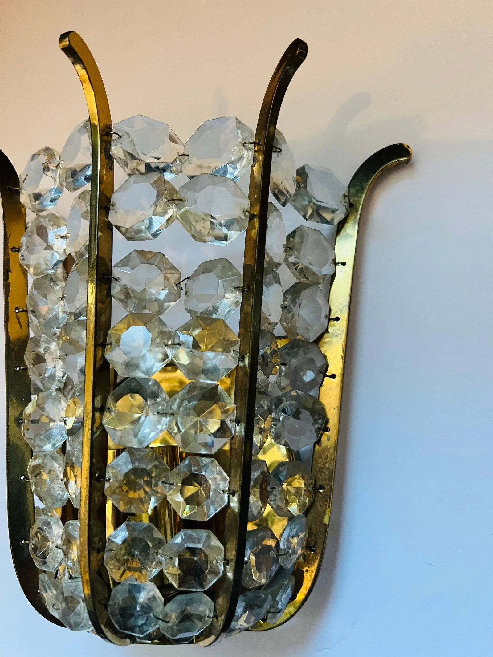 Pair of Austrian Bakalowits Crystal 1950s Wall Lamp Sconces Mid Century - 10