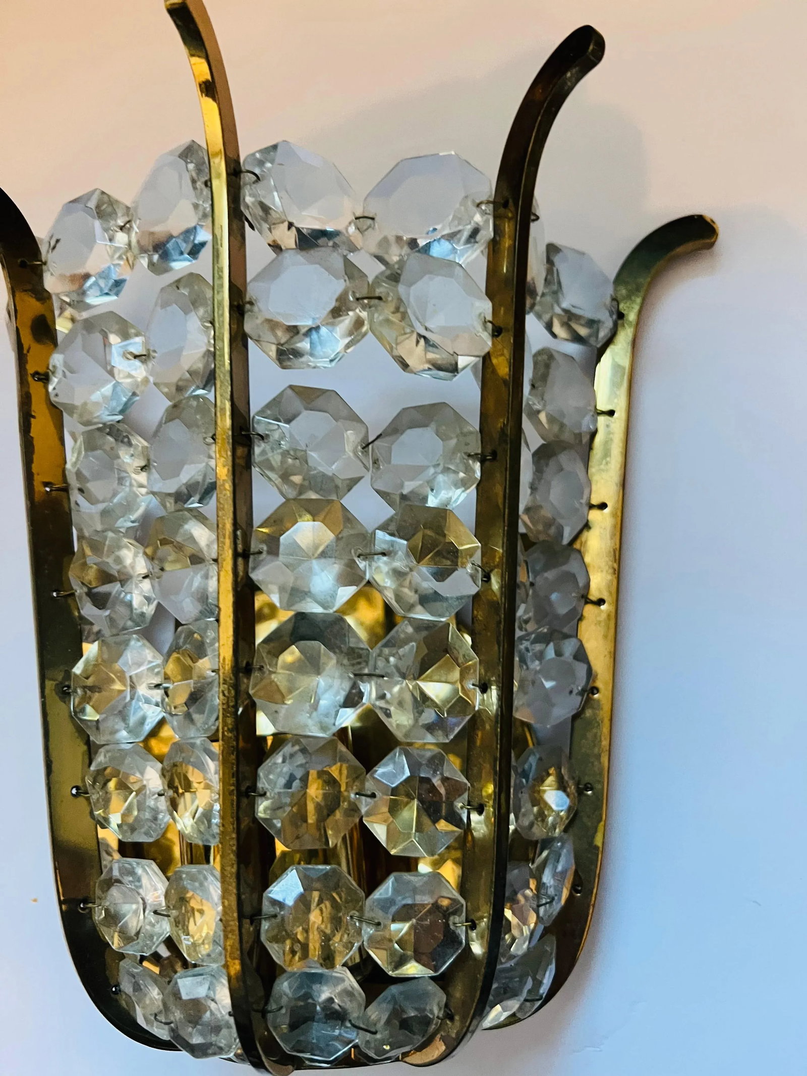 Pair of Austrian Bakalowits Crystal 1950s Wall Lamp Sconces Mid Century - 3
