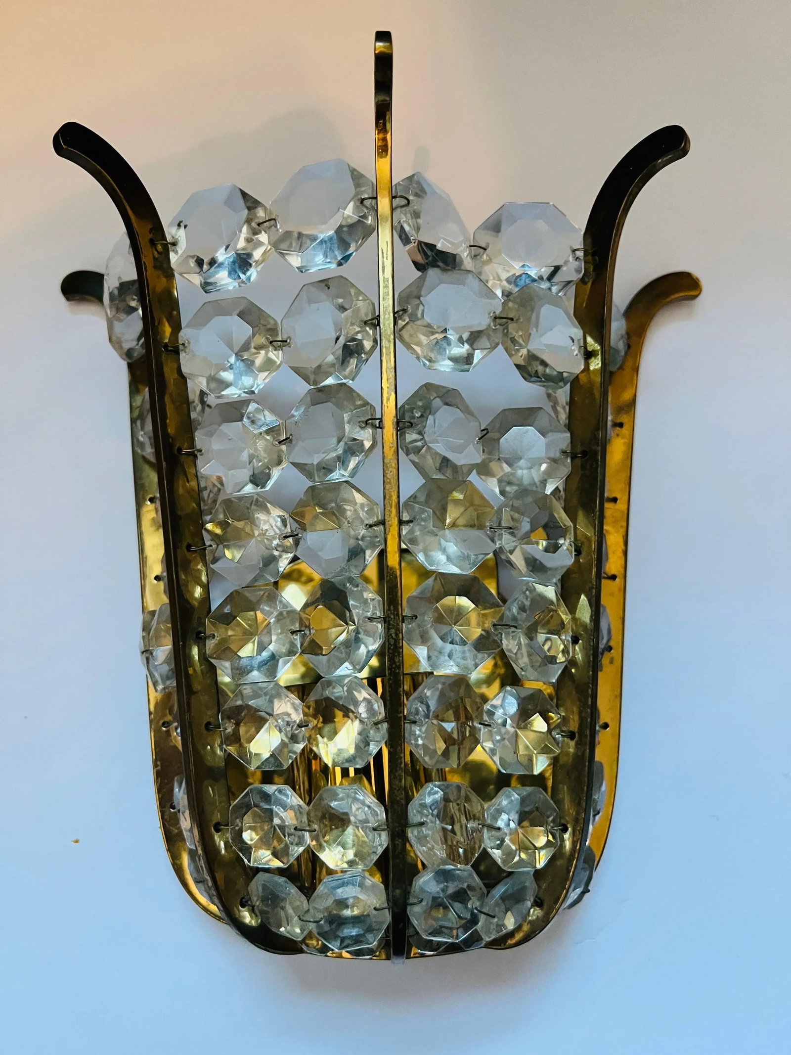 Pair of Austrian Bakalowits Crystal 1950s Wall Lamp Sconces Mid Century - 4