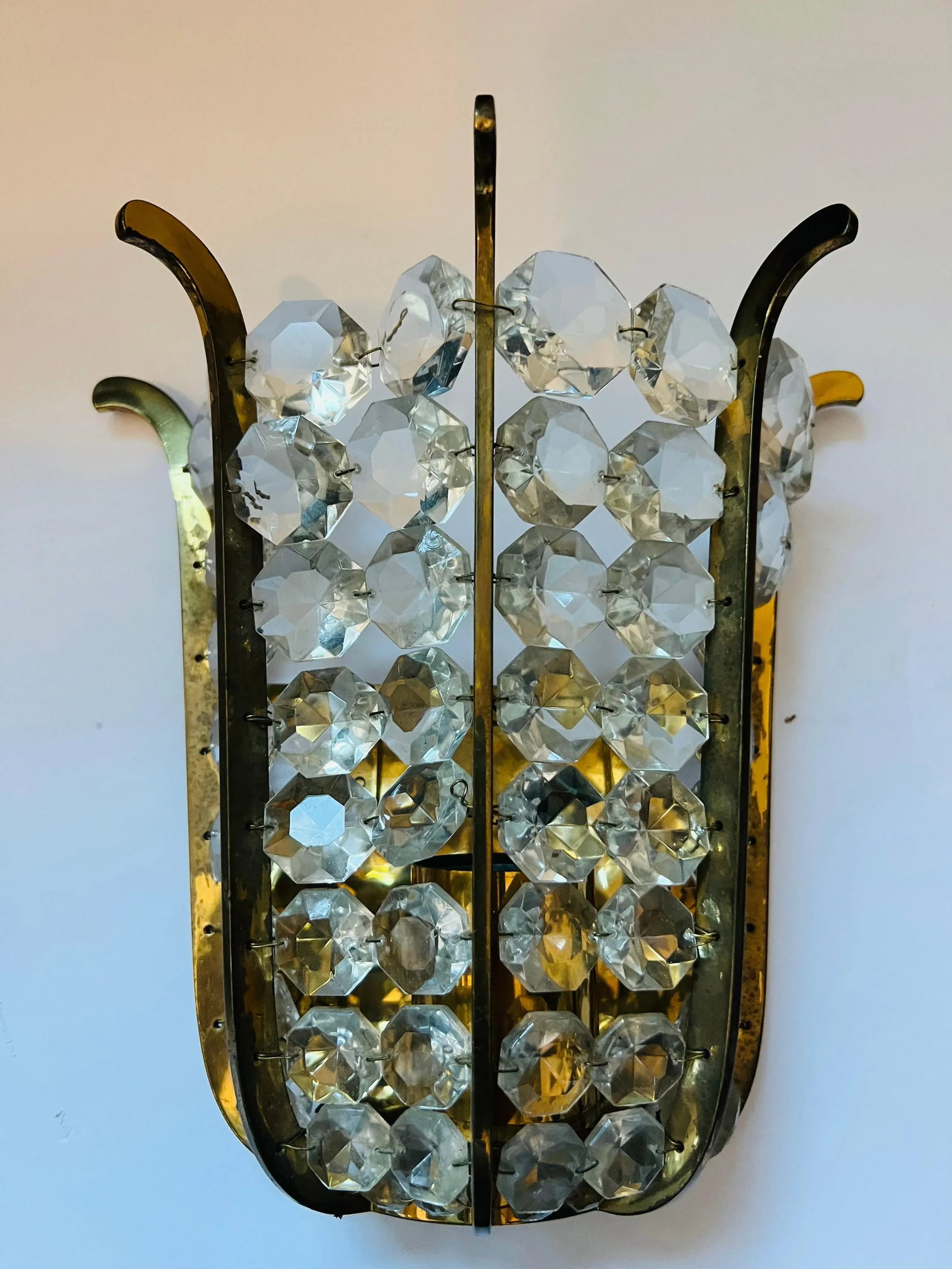 Pair of Austrian Bakalowits Crystal 1950s Wall Lamp Sconces Mid Century - 6