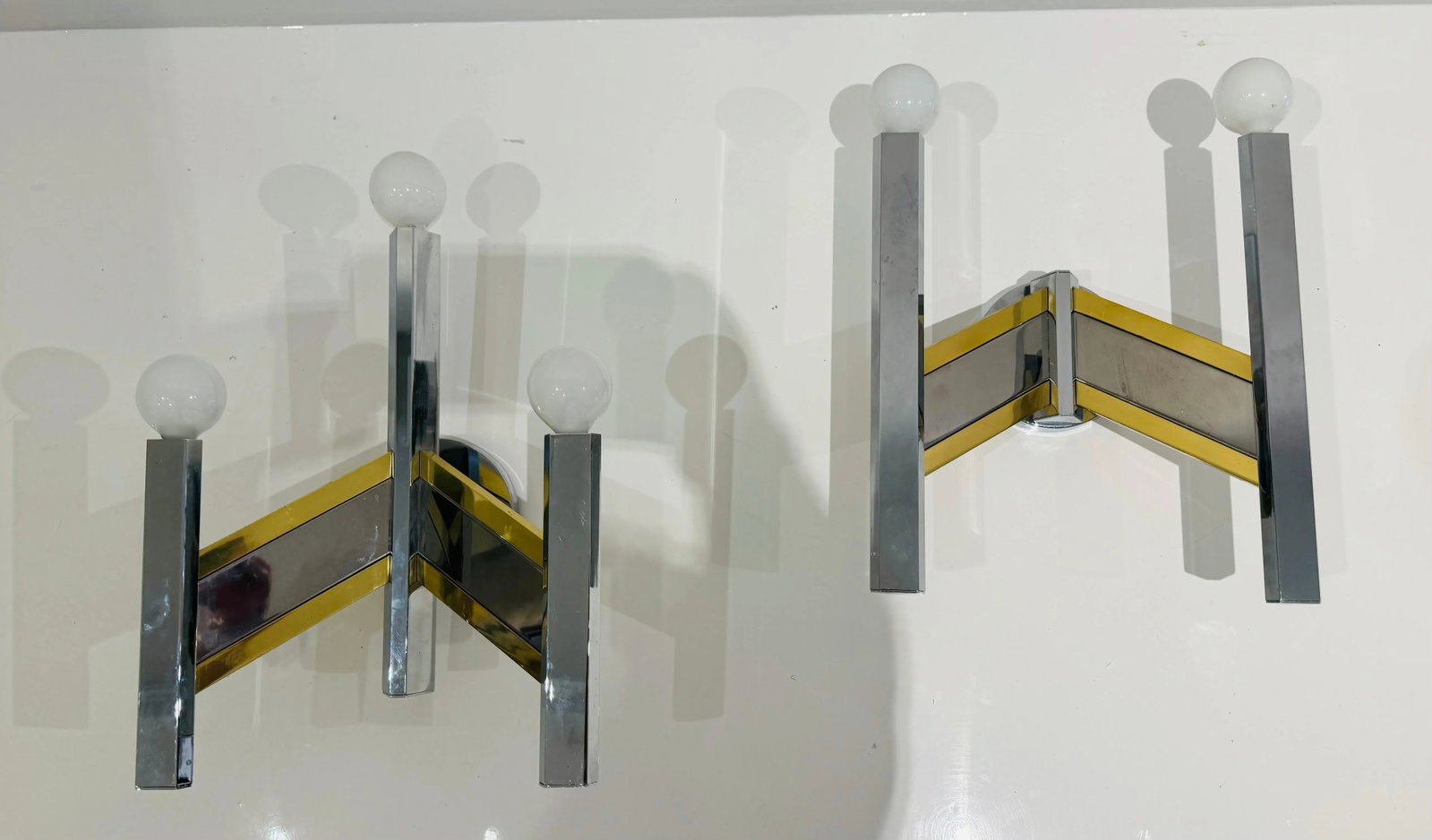Set of Sciolari 1960 Space Age Italian Mid Century Wall Lamps - 2