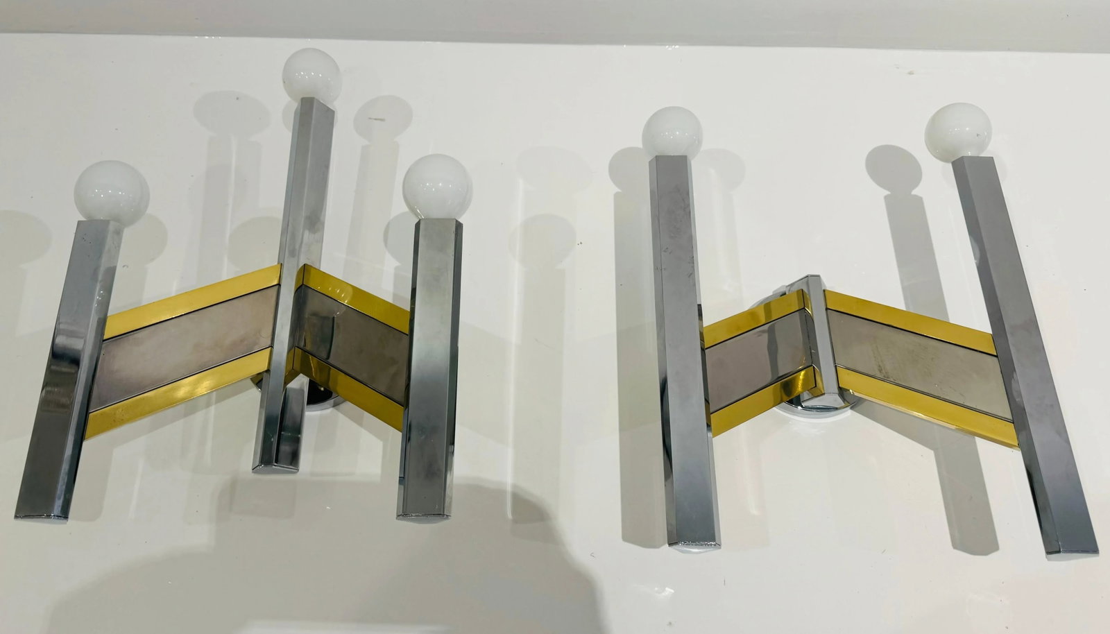 Set of Sciolari 1960 Space Age Italian Mid Century Wall Lamps - 4