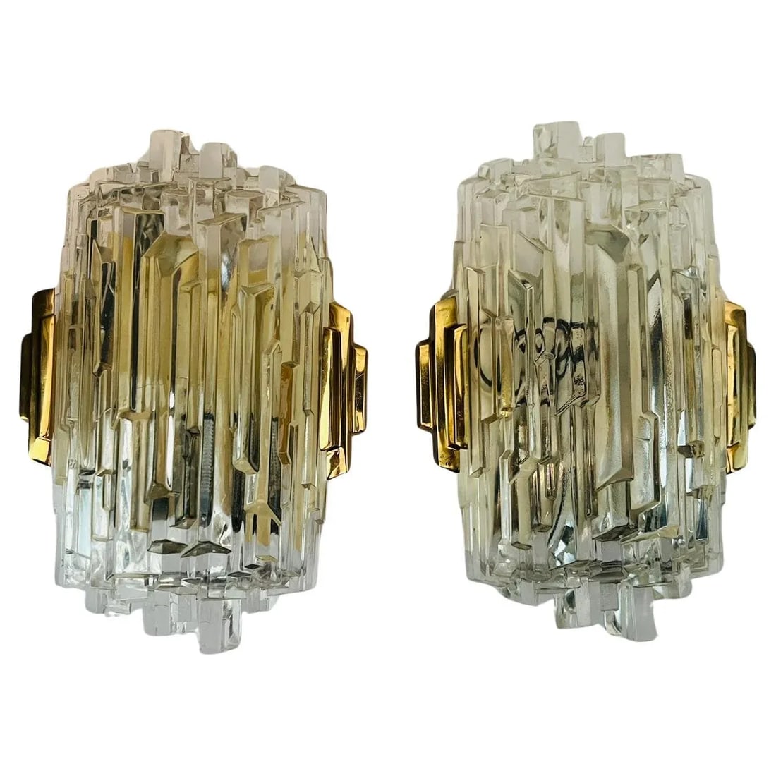Pair of 1970s Hillebrand Ice Crystal Wall Lamps - 4