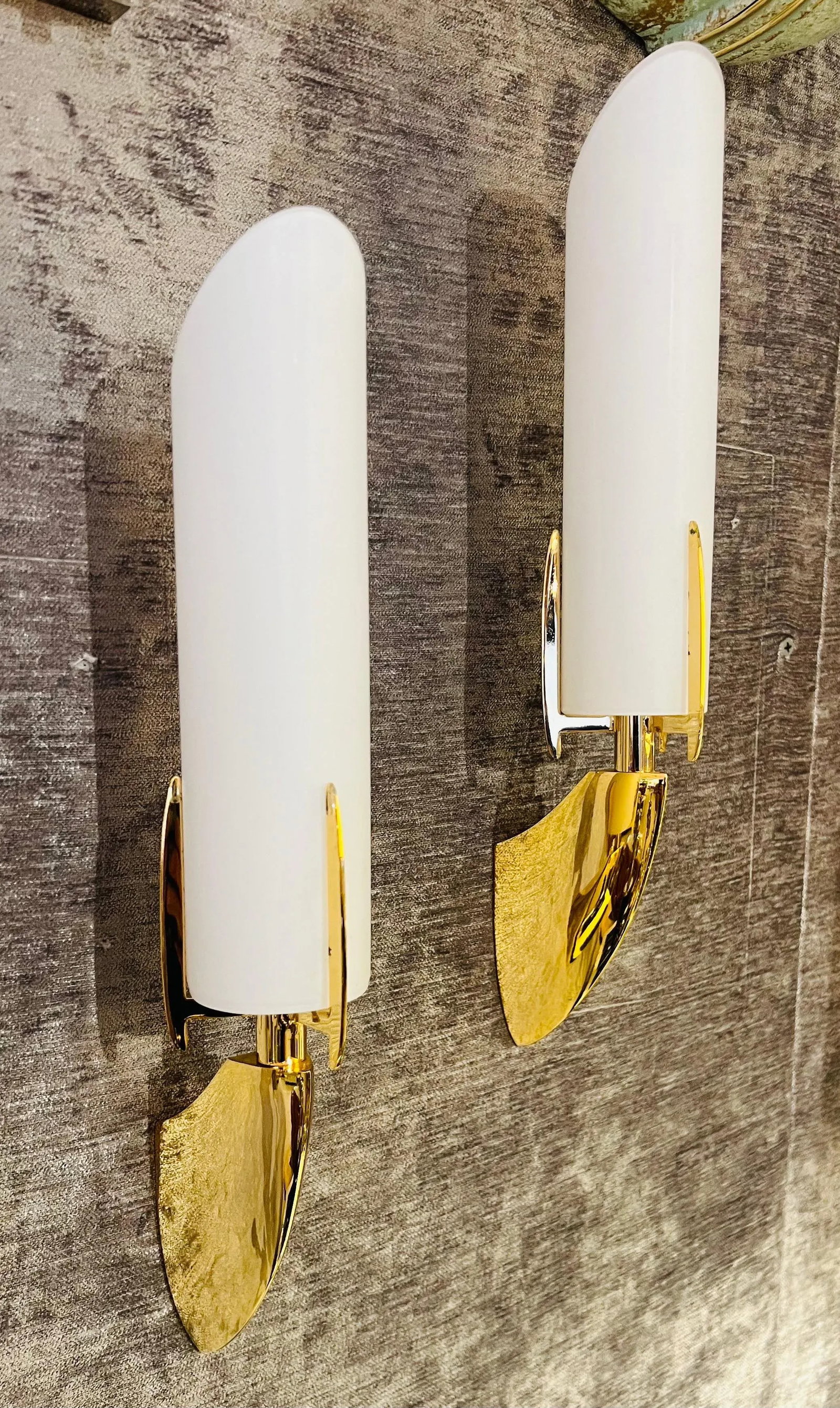 Pair of Austrian 1990s High Style Golden Wall Lamps - 10