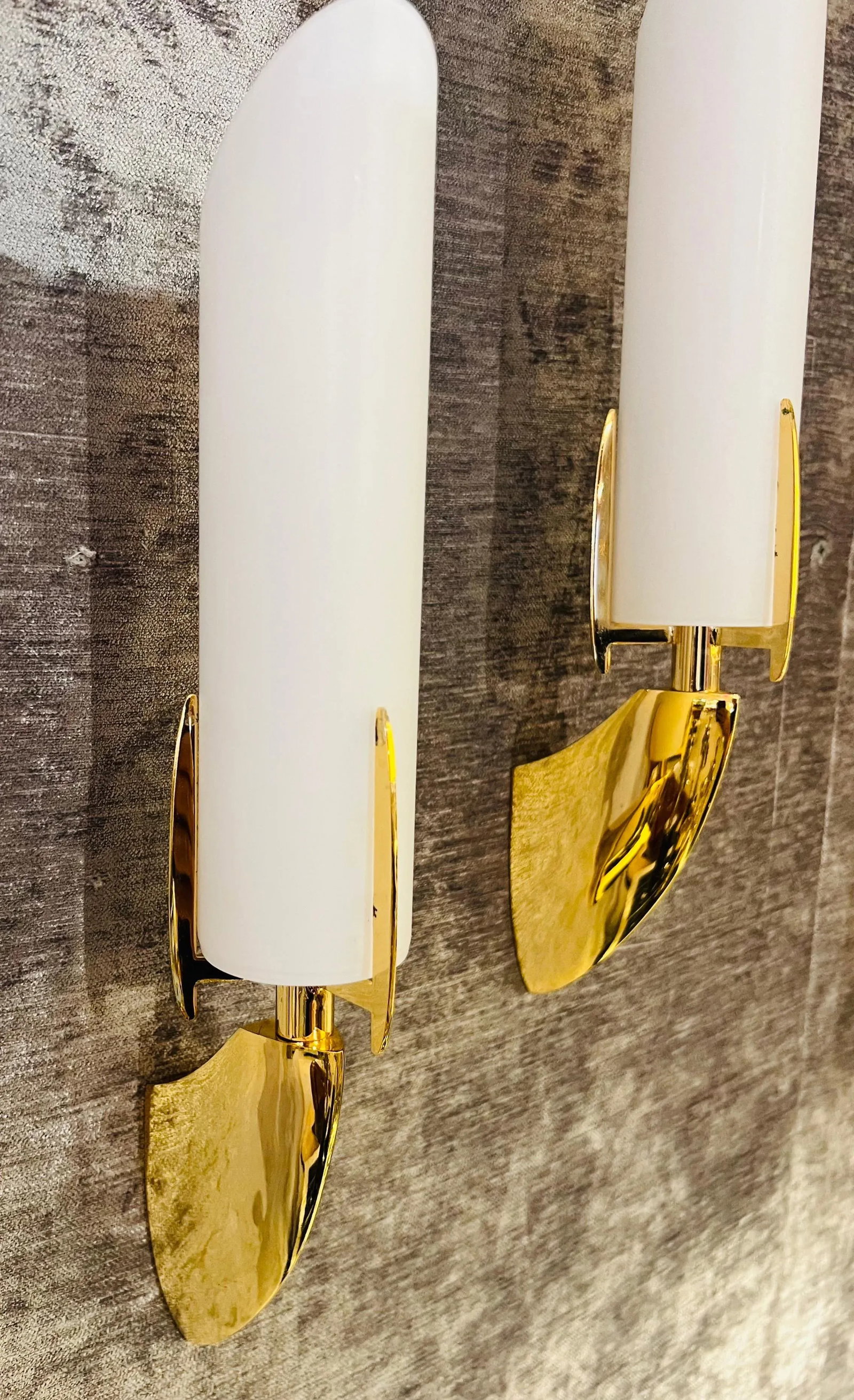 Pair of Austrian 1990s High Style Golden Wall Lamps - 3