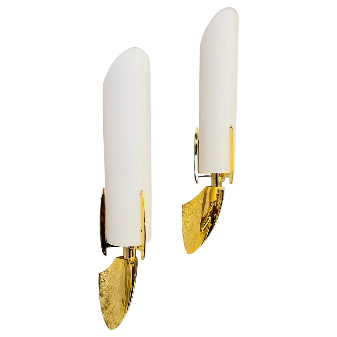 Pair of Austrian 1990s High Style Golden Wall Lamps - 4